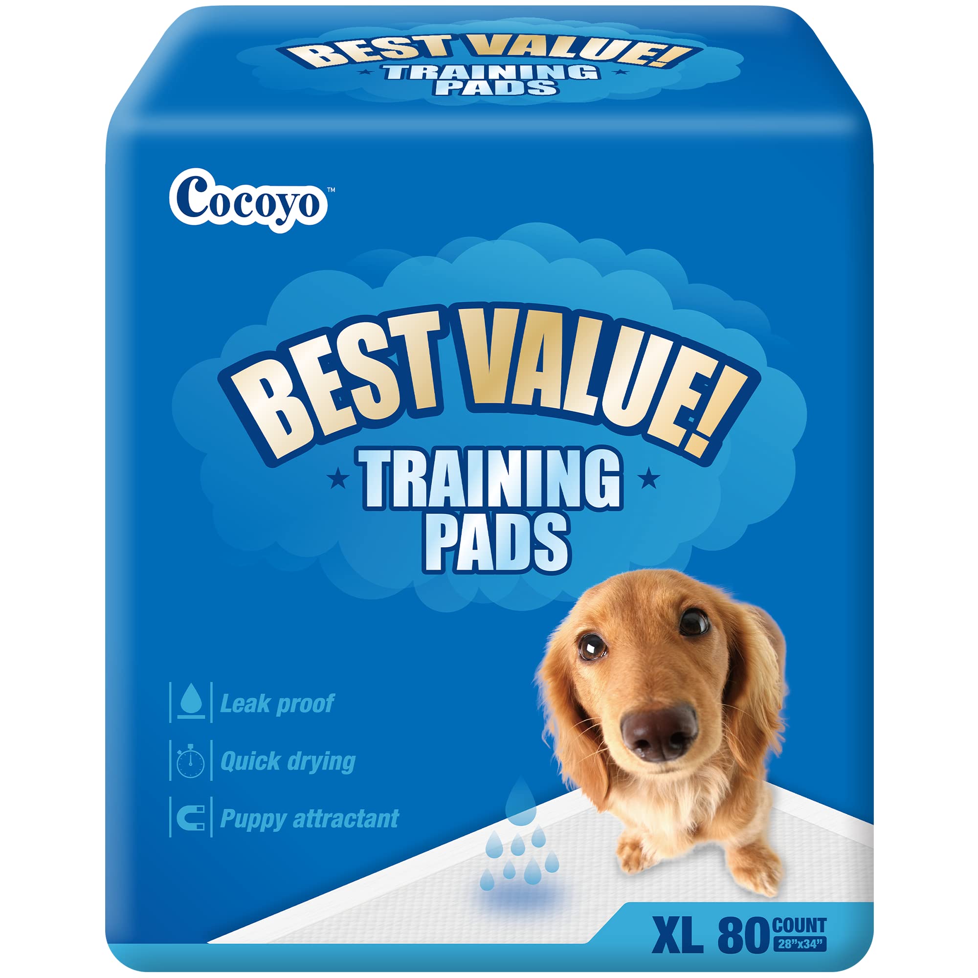 COCOYO Best Value Training Pads, 28 by 34 XL, 80 Count,Blue and White