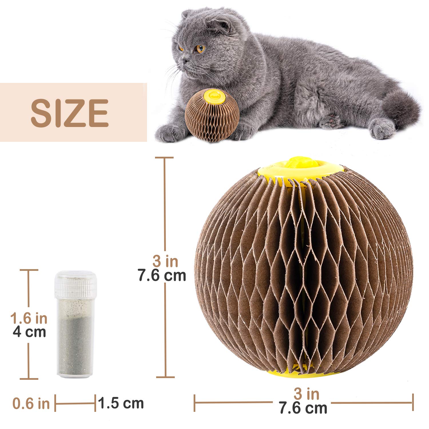 Areiia Catnip Ball Toy For Cats Catnip Refillable Scratcher Ball Kitty'S Faithful Playmate Reduce Obesity And Loneliness Csb01Br