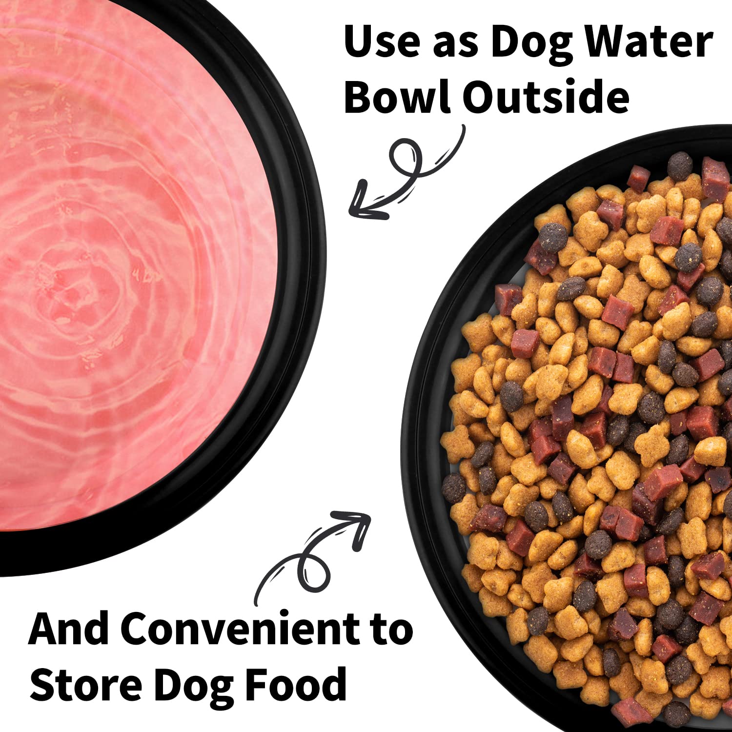 Collapsible Dog Bowls - 2 Pack Large Size For Large/Medium Dogs, Portable Travel Water Bowl With 2 Carabiners