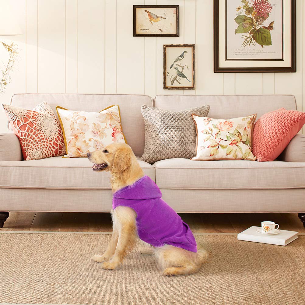 Expawlorer Pet Dog Clothes With Pocket, Polar Fleece Dog Hoodie Fall Cold Winter Sleeveless Sweater With Hat Warm Cozy Sweatshirt For Small To Large Dogs Boy And Girl (Purple, Xl)