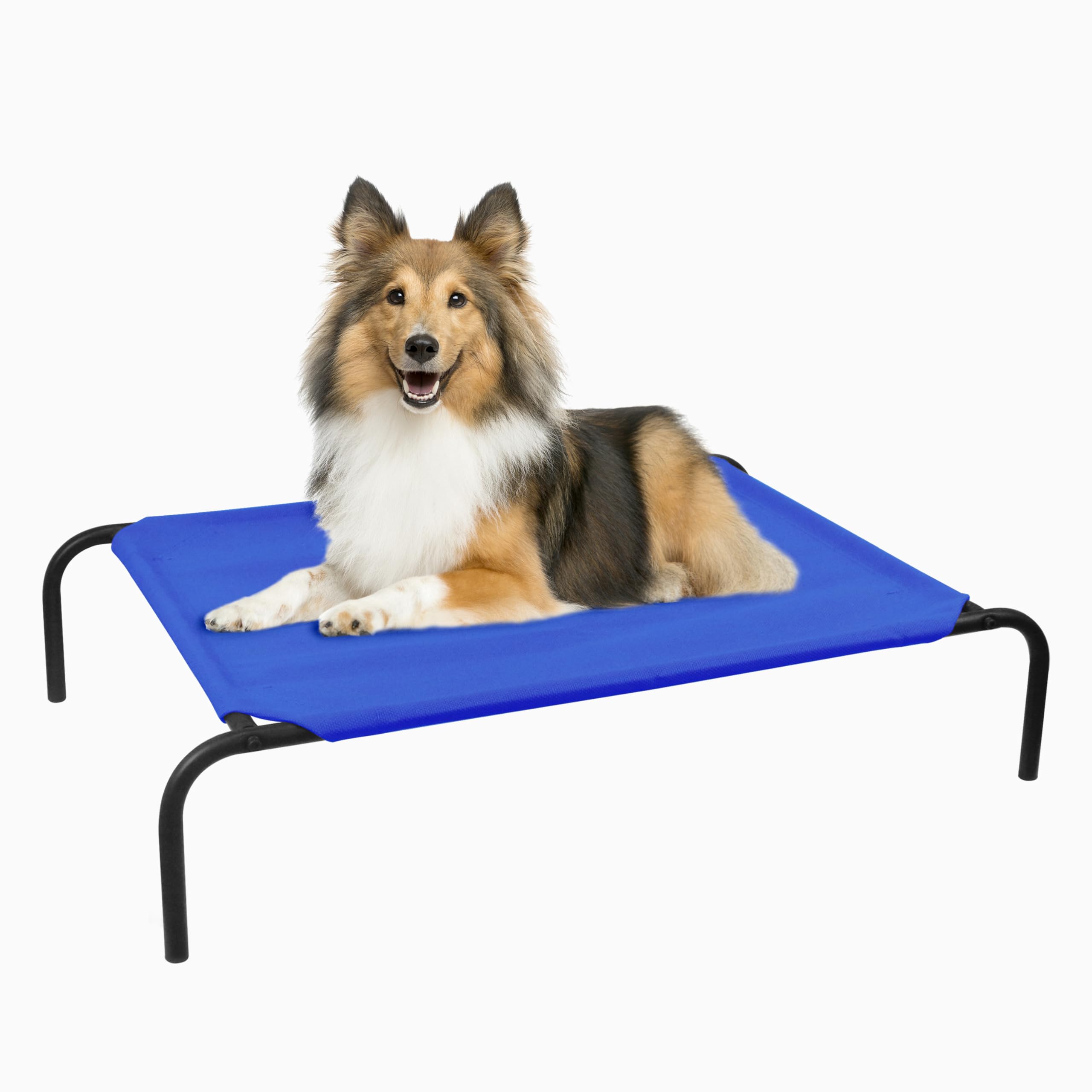 Phyex Heavy Duty Steel-Framed Portable Elevated Pet Bed, Elevated Cooling Pet Cot, 43.5'' L X 25.5'' W X 7.8'' H(M, Blue)