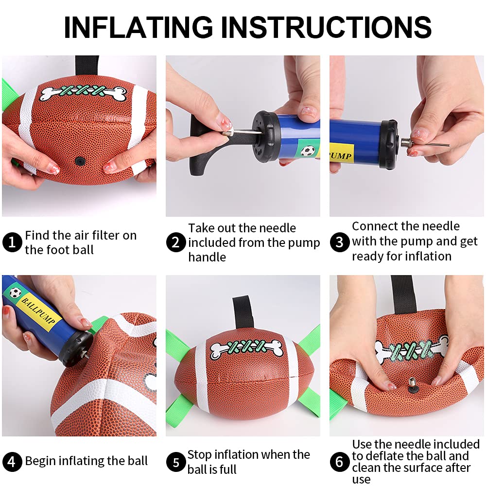 Qdan Dog Toys Football, Interactive Dog Toys For Tug Of War,Superbowl Football Party Decorations Favor, Dog Water Toy, Durable Dog Balls For Small & Medium Dogs(8 Inch)