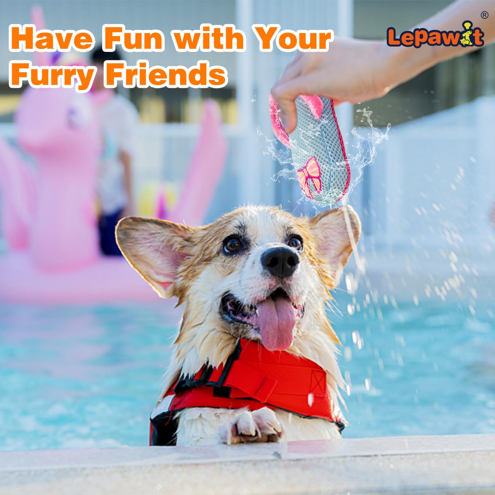 Lepawit Squeaky Dog Toys, Floating Dog Toys With Mesh For Cleaning Teeth, Blue Slippers Dog Gifts For Small And Medium Dogs