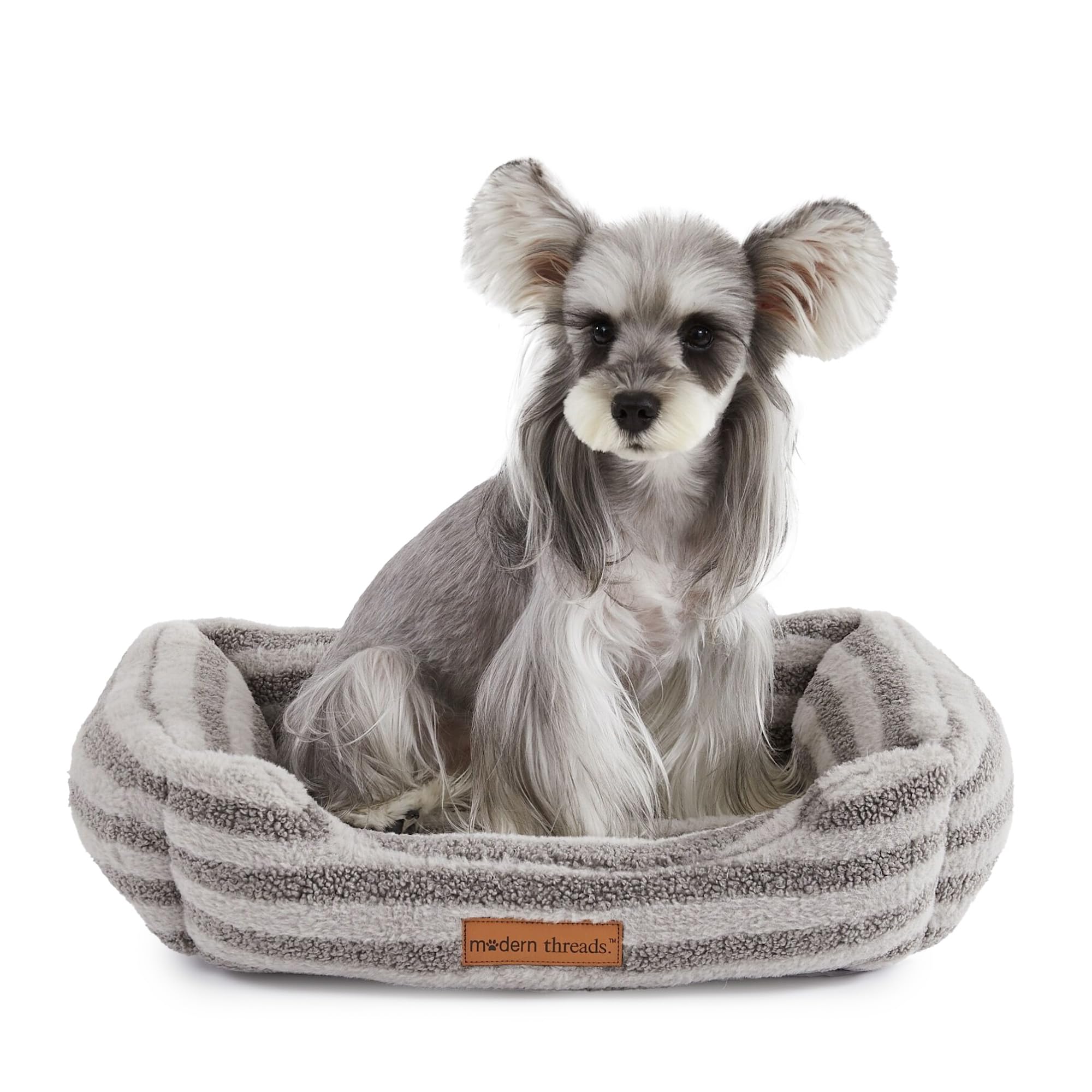 Modern Threads Plush Sherpa Pet Bed For Small And Medium Dogs Ultra Soft Cuddler With Raised Edges For Extra Comfort, Charcoal
