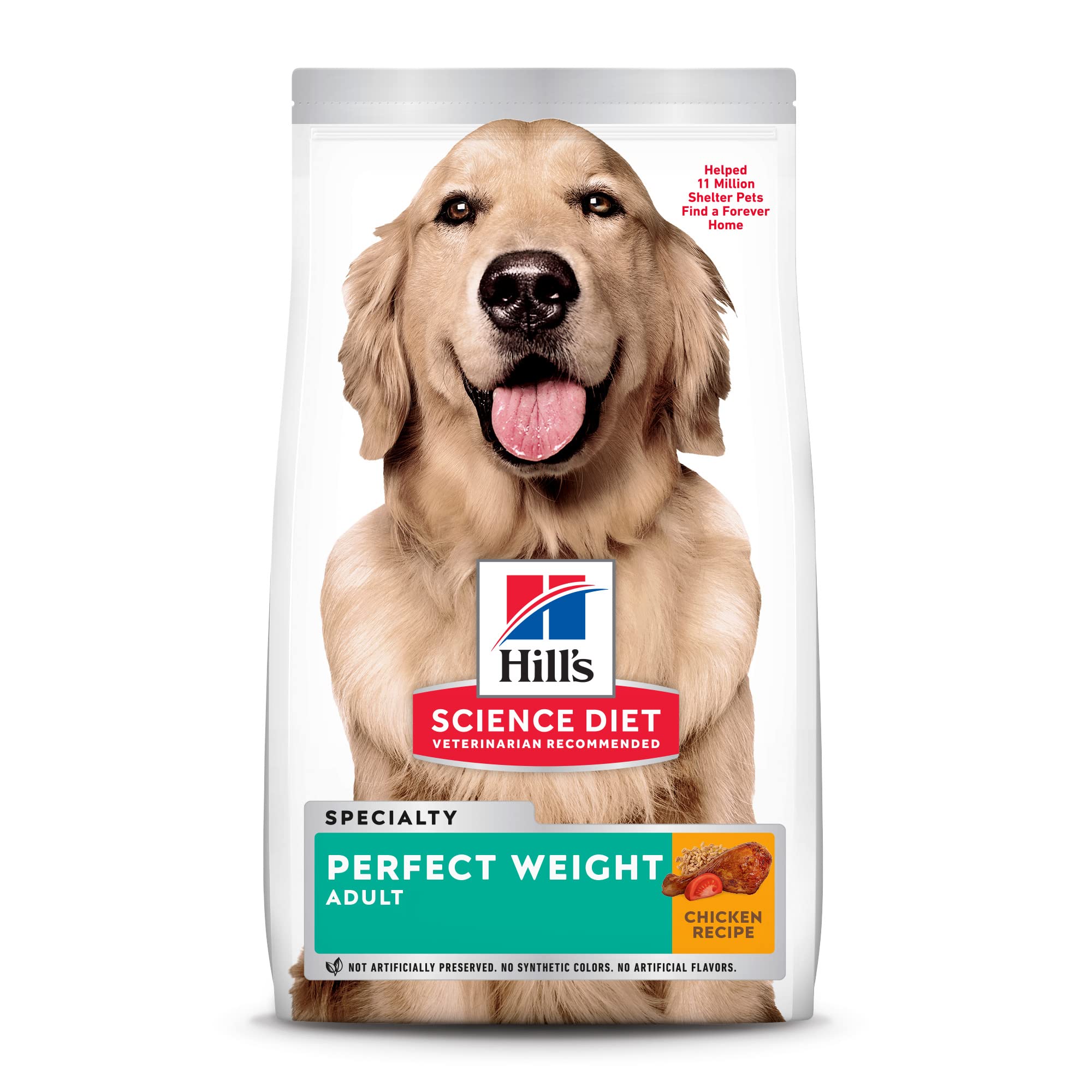 Hills Science Diet Perfect Weight, Adult 1-6, Weight Management Support, Dry Dog Food, Chicken Recipe, 4 lb Bag