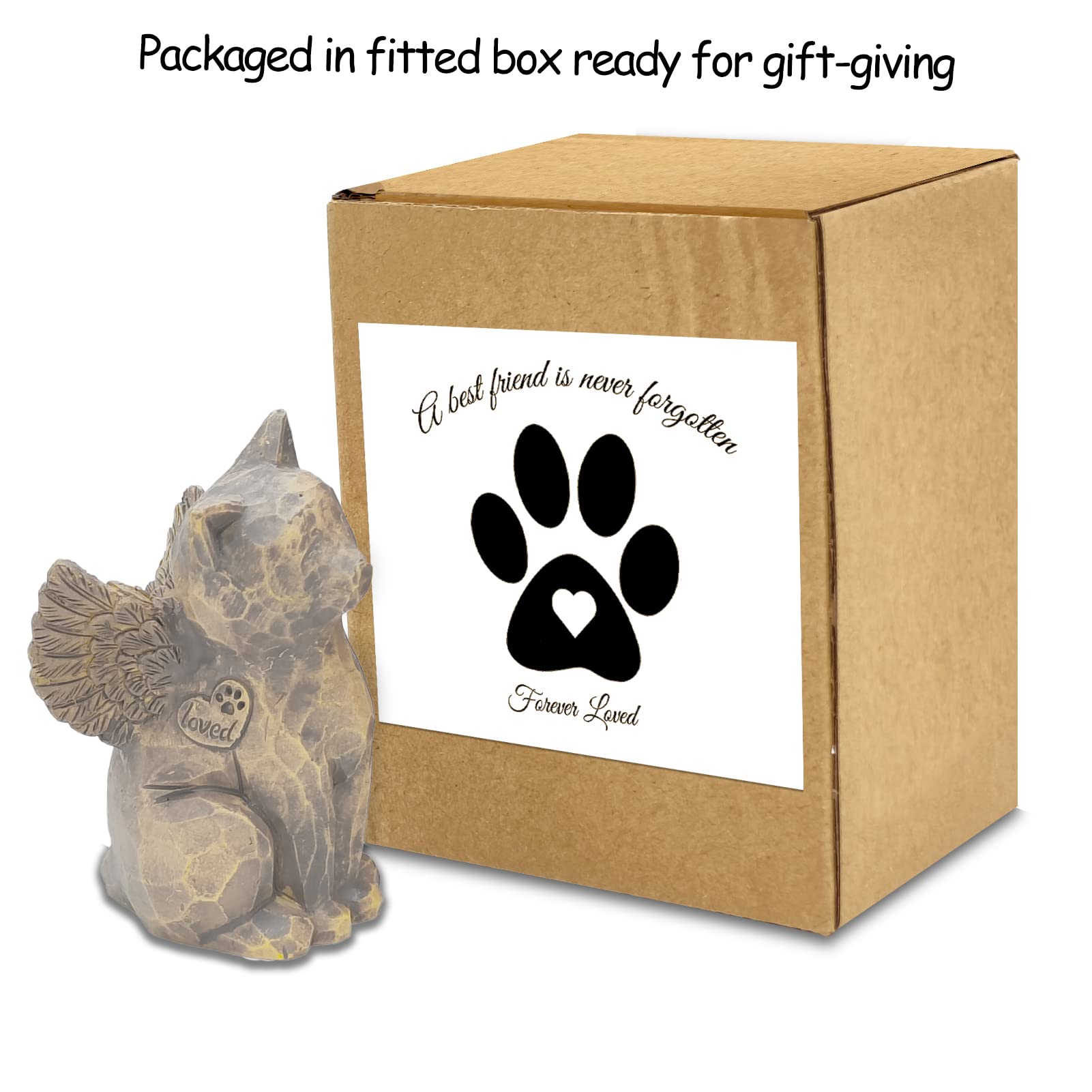 Tsyulog Cat Angel Memorial Figurine, Cat Memorial Gifts, Losing A Cat Sympathy Gift, Cat Gifts For Cat Lovers, Passed Away Cat Gift, Sculpted Hand-Painted Figure