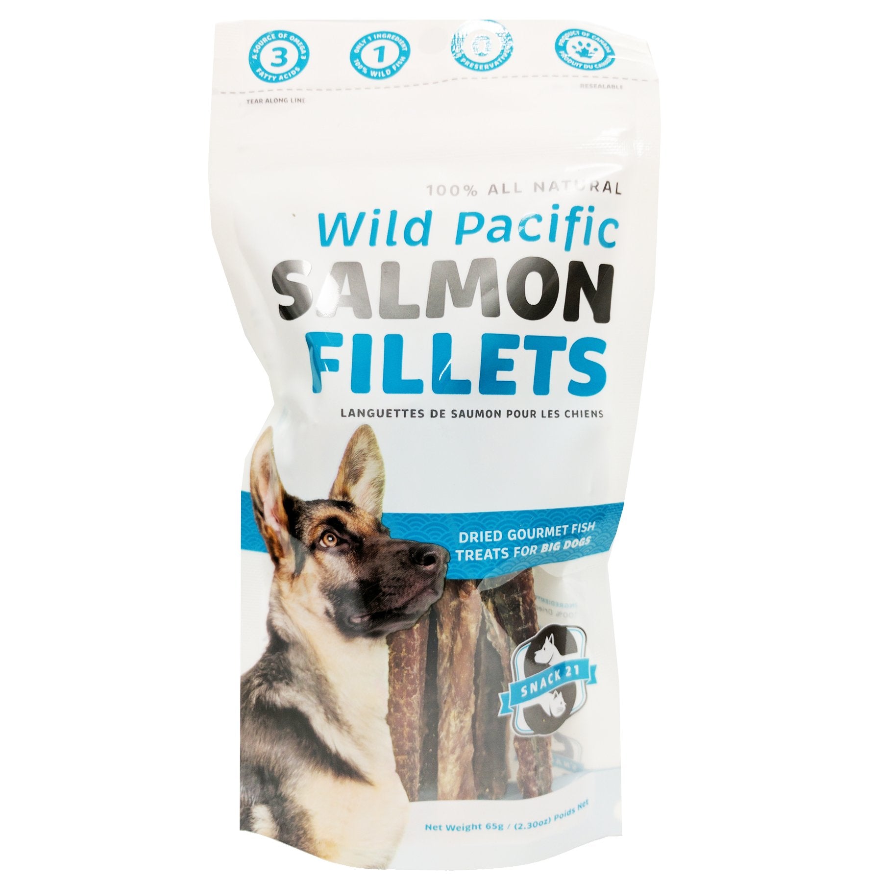 Snack 21 Salmon Fillet for Large Dogs , 2.3-oz resealable bag