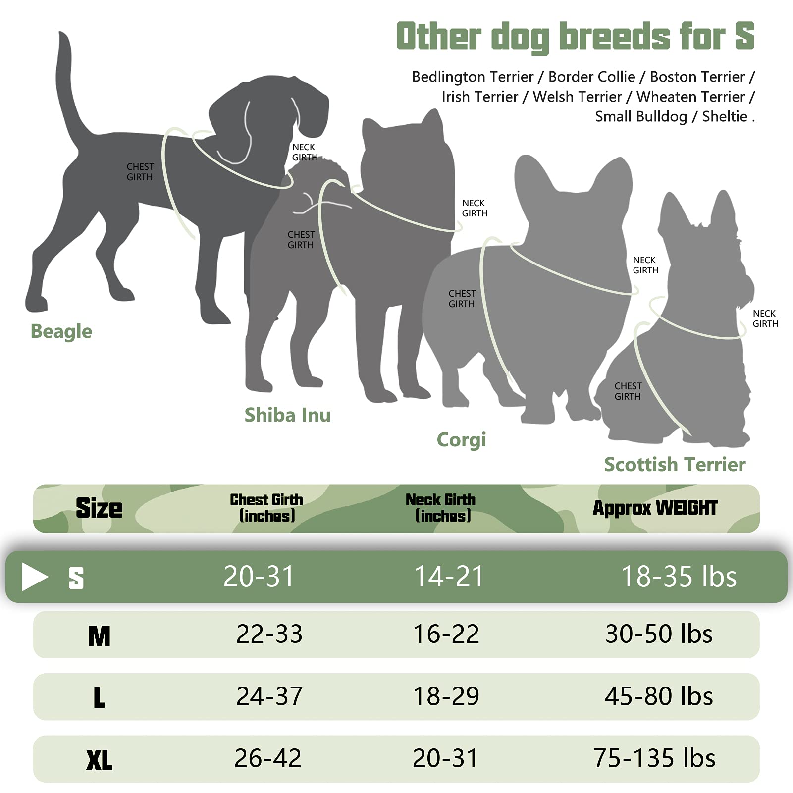 Auroth Tactical Dog Harness For Small Medium Dogs No Pull Adjustable Pet Harness Reflective K9 Working Training Easy Control Pet Vest Military Service Dog Harnesses Woodland Camo S