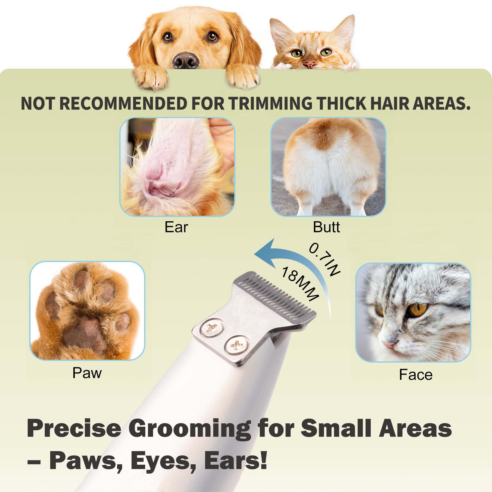 Dog Grooming Kit With Led Light, 18Mm Blade Cat Clippers For Grooming, 35Db Low Noise Pet Paw Trimmer, Precision Clippers For Pa