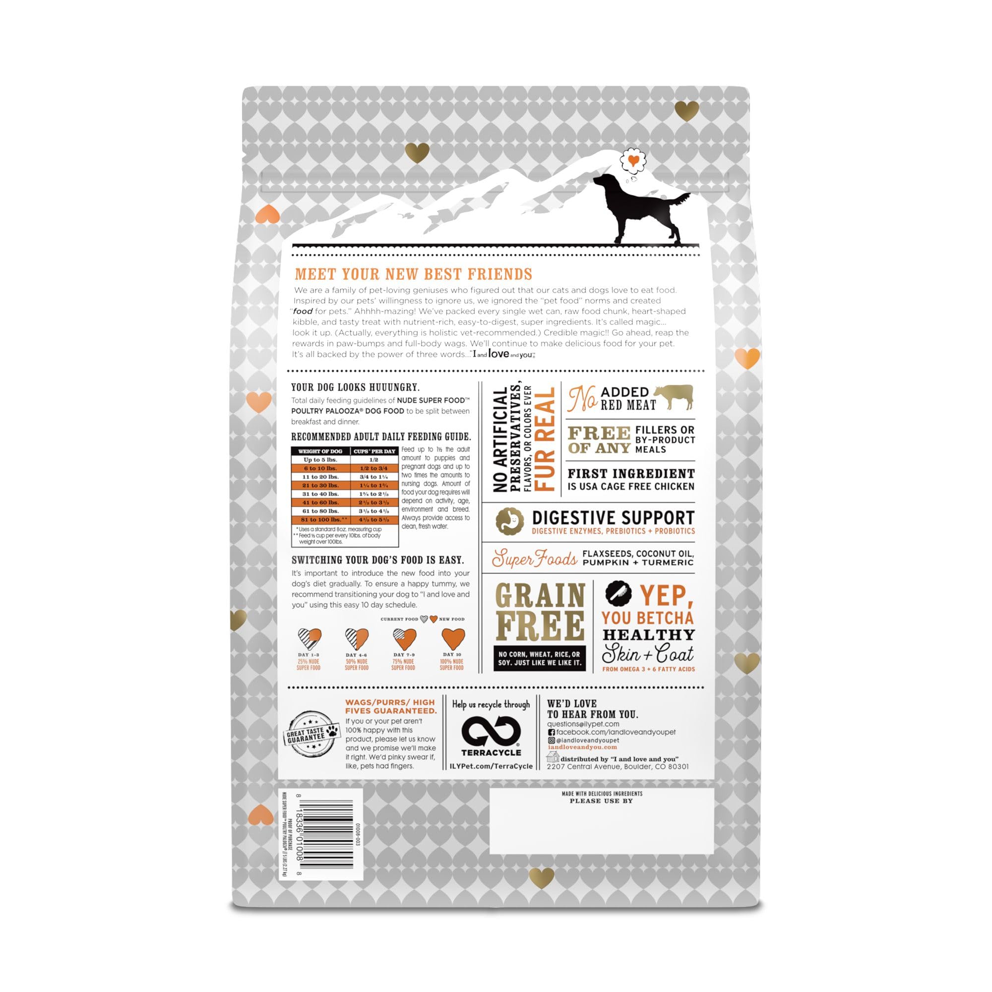 I and love and you Nude Superfood Dry Dog Food - Grain Free Kibble, Prebiotics & Probiotics, Turkey + Chicken, 5-Pound
