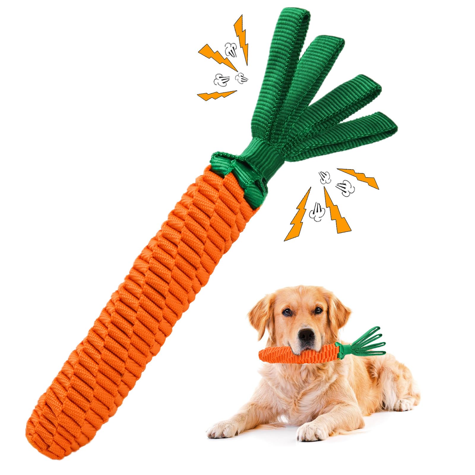 Lifilx Carrot Dog Rope Toy, Tug Of War Dog Toy, Cute Puppy Toy With Crinkle Paper Tags