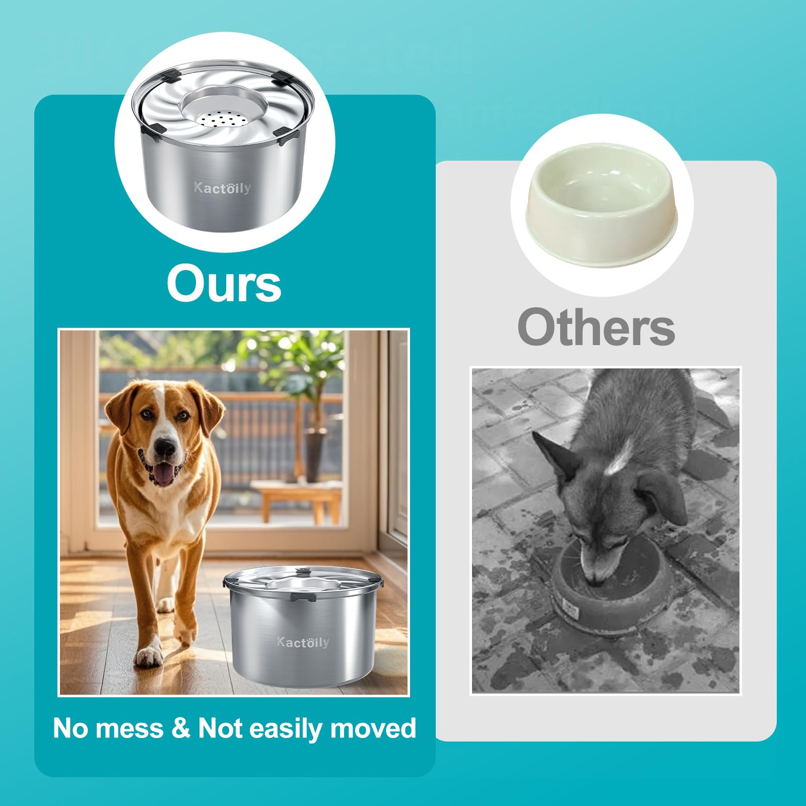 1.5 Gallon Dog Water Bowl No Spill, 5.6L Slow Water Bowl For Dogs, Slow Drinking Dog Water Bowl Dispenser, Stainless Steel Dog B