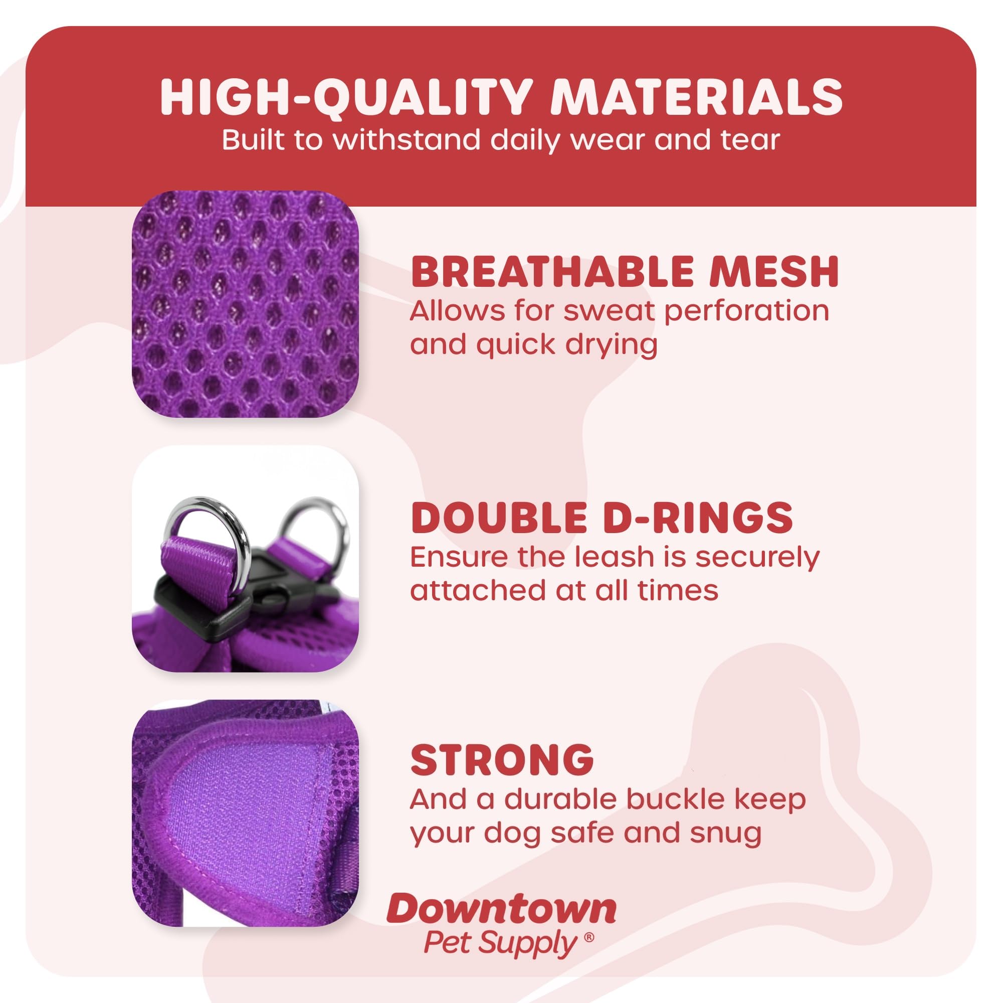 Downtown Pet Supply Step In Dog Harness For Teacup Dogs & Cats No Pull, Xx-Small, Purple - Adjustable Harness With Padded Mesh F