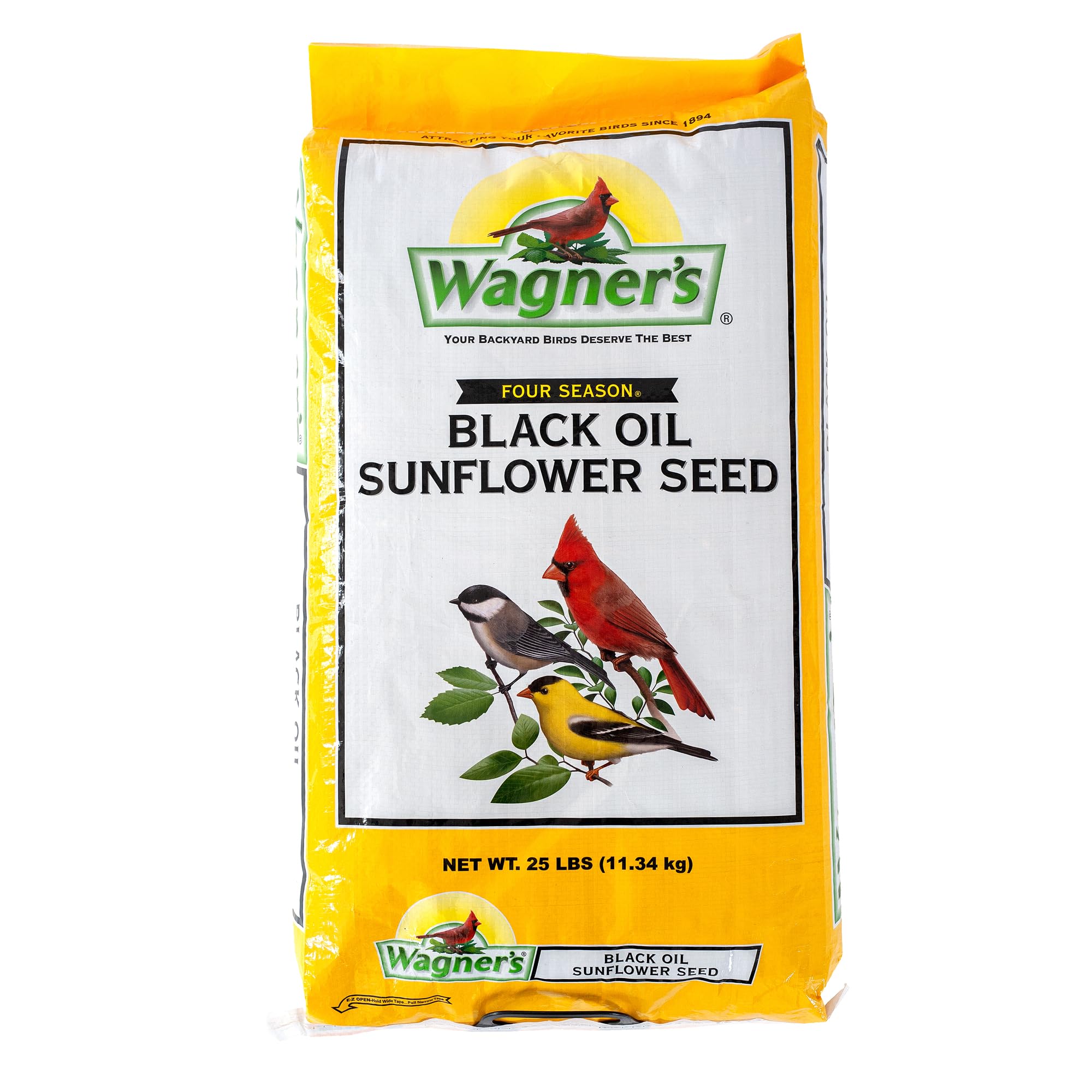 Wagners 76027 Black Oil Sunflower Wild Bird Food, 25-Pound Bag