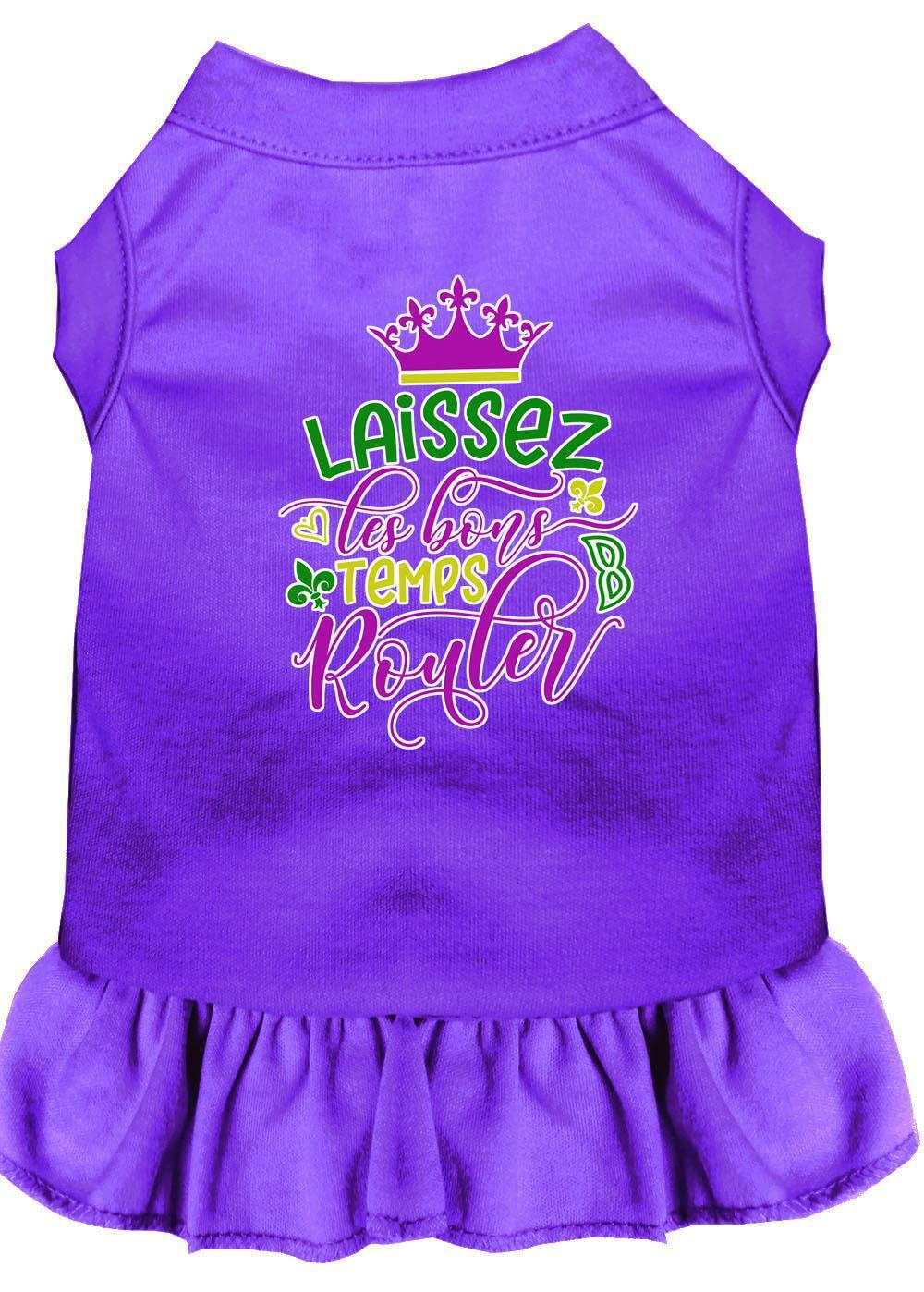Pet Dog and Cat Dress Screen Printed, Laissez Les Bons Temps Rouler Light Pink 2XL (20-25 lbs.)