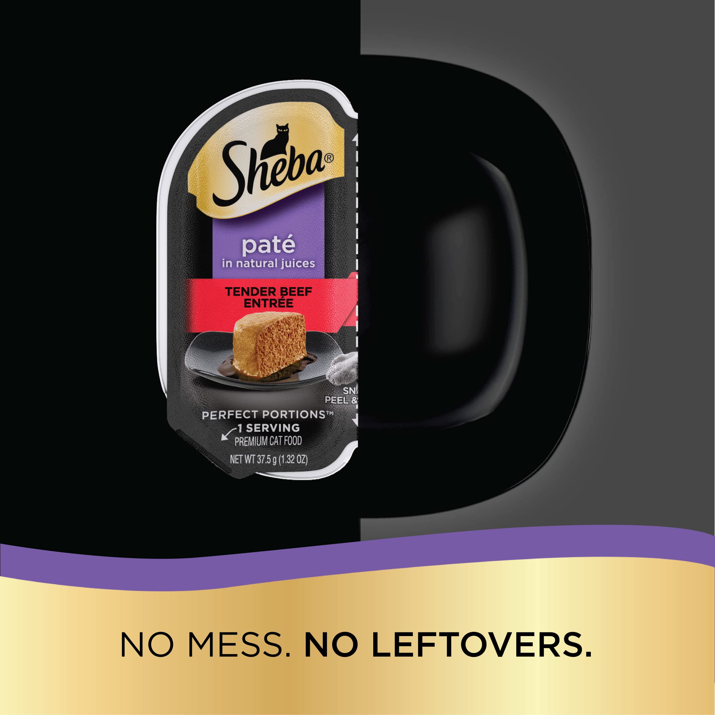 Sheba Perfect Portions Pat   Adult Wet Cat Food Trays (24 Count, 48 Servings), Tender Beef Entr  e, Easy Peel Twin-Pack Trays