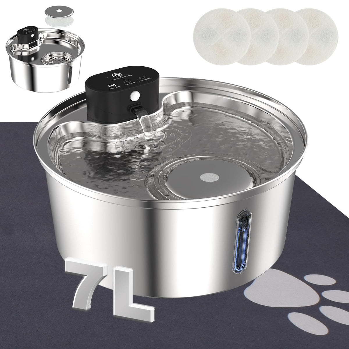 Stainless Steel Dog Water Fountain For Large Dog,Large Pet Water Fountain,Dog Water Bowl Fountain Super Quiet For Dogs Cats & Mu