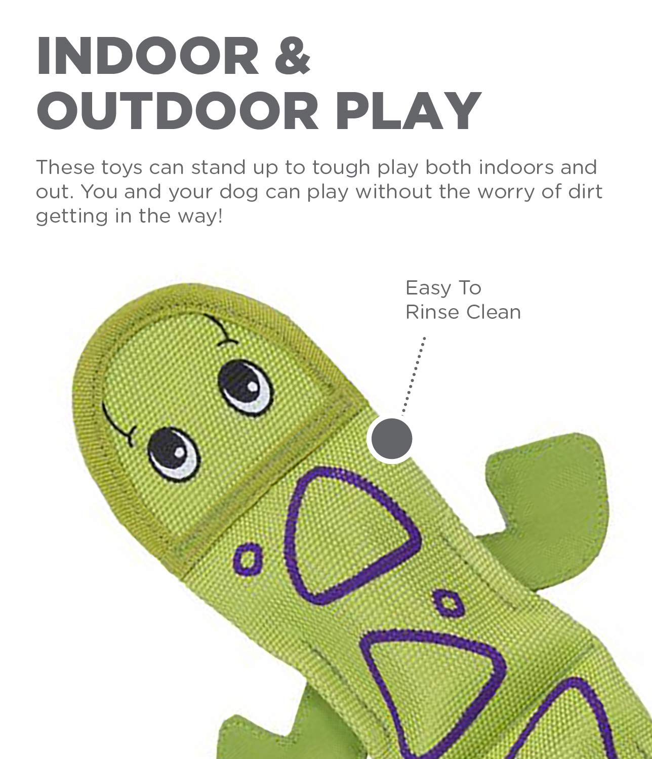 Outward Hound Fire Biterz Green Lizard Plush Firehose Material Interactive Dog Toy, Large