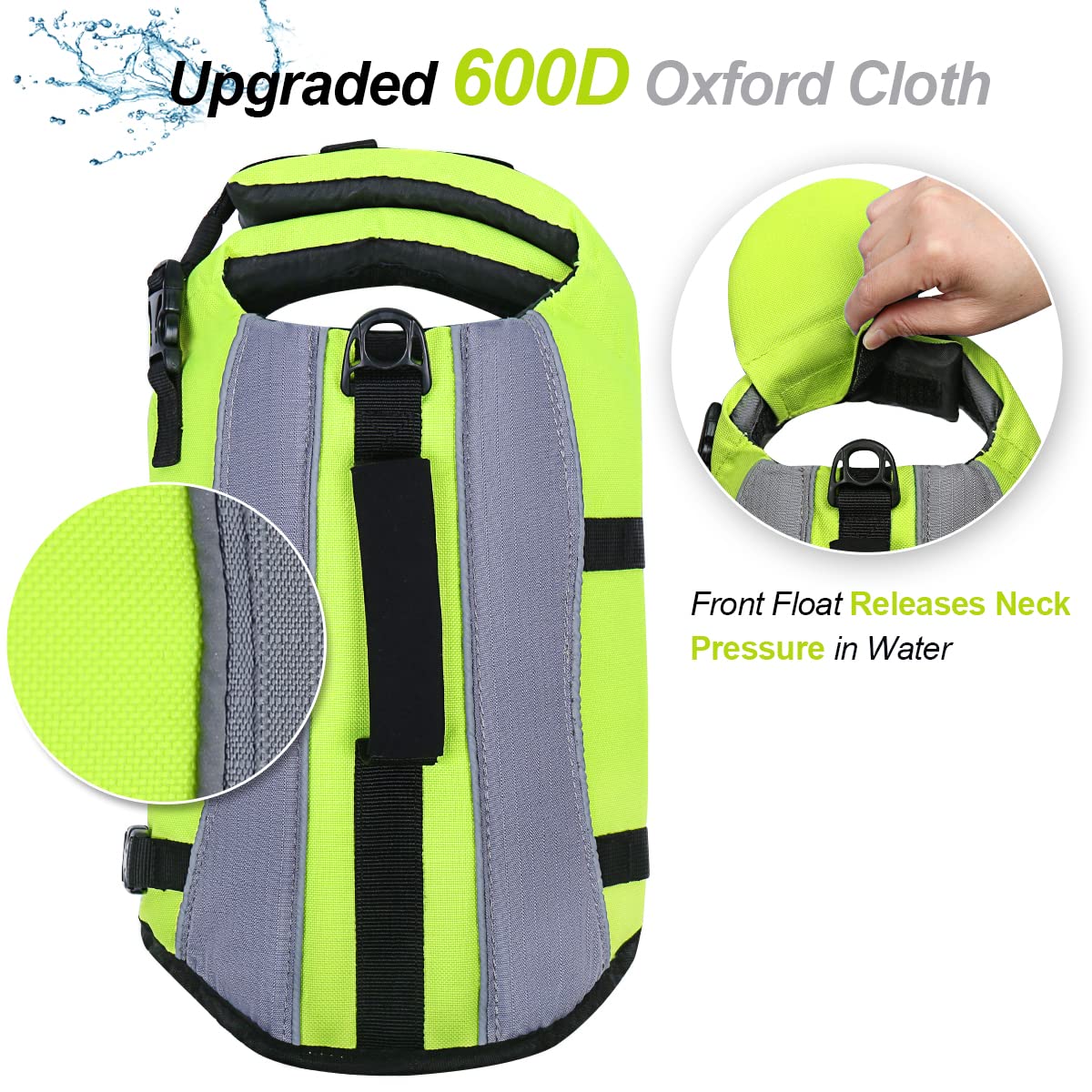 Vivaglory Dog Life Jacket With Removable Front Float, Dogs Life Vest With Extra Padding & Reflective Trims For Swimming & Boating, Bright Yellow, Xxs