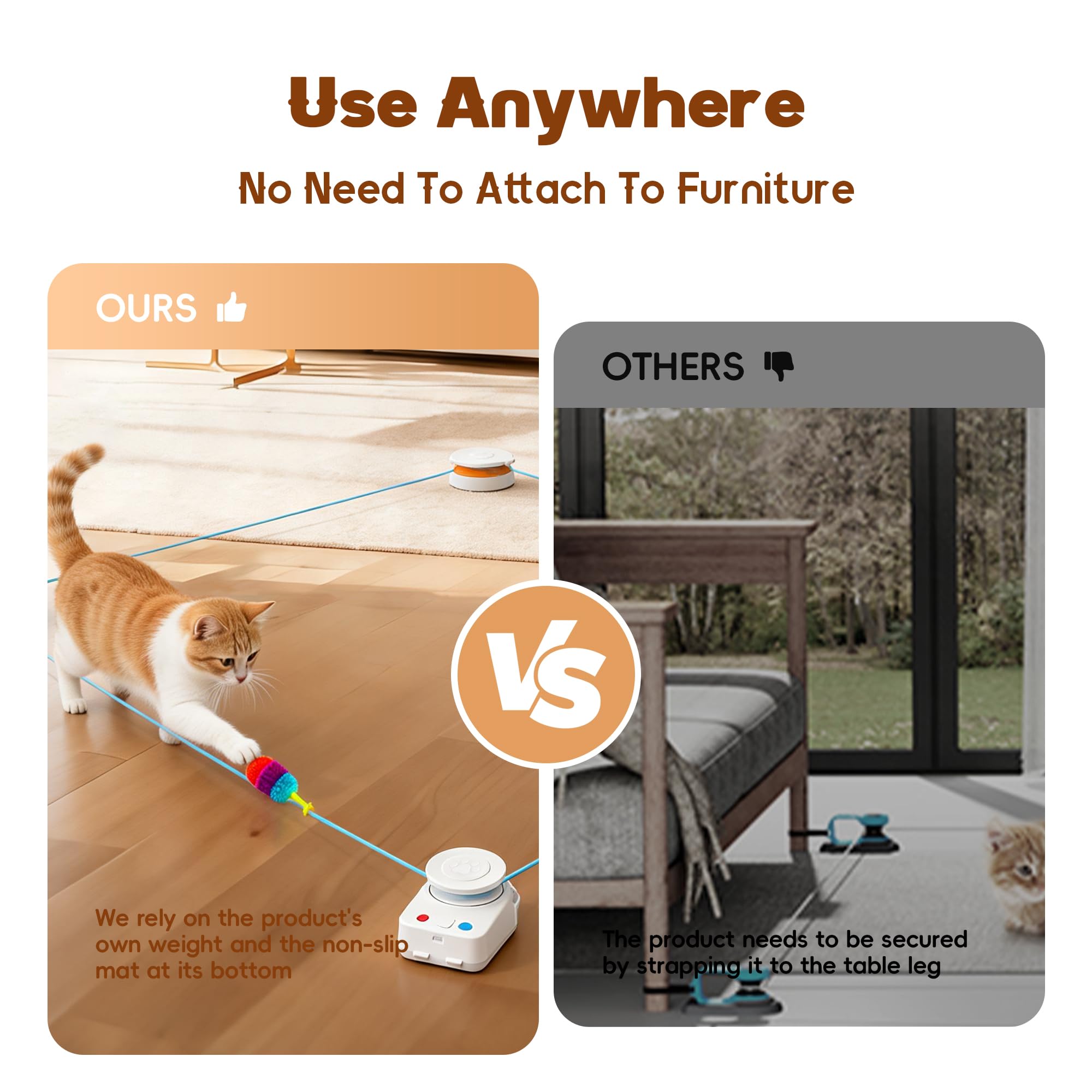 Interactive Cat Toy for Indoor Cats - Automatic Moving & Enrichment Toy for Indoor Cats/Kitten, Auto/Manual Control Cat Treadmil