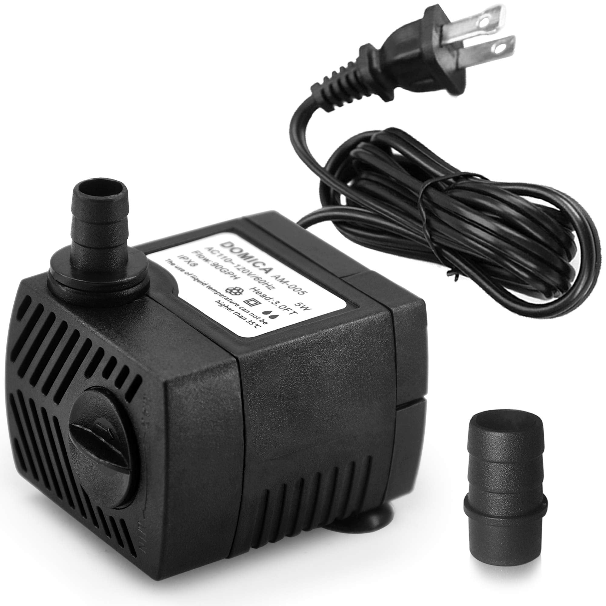 90 Gph Mini Submersible Pump, Small Fountain Pump (5W 350L/H) For Water Feature, Aquariums, Fish Tank, Tabletop Fountain, Pet Fountain, Indoor Or Outdoor Pond Fountain