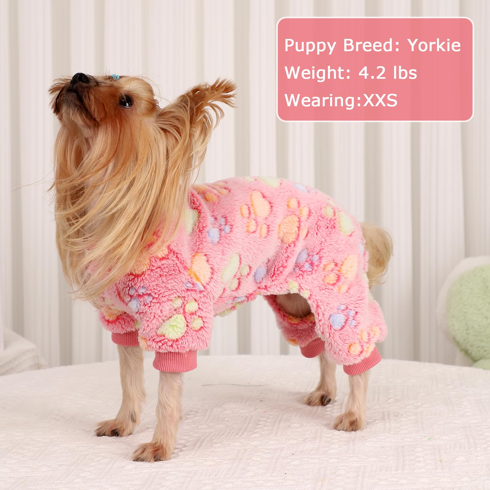 Kosiyi Dog Pajamas Valentine'S Day Dog Sweaters For Small Dogs Girl Boy, Lightweight Warm Paw Print Puppy Pajamas Soft Stretchab