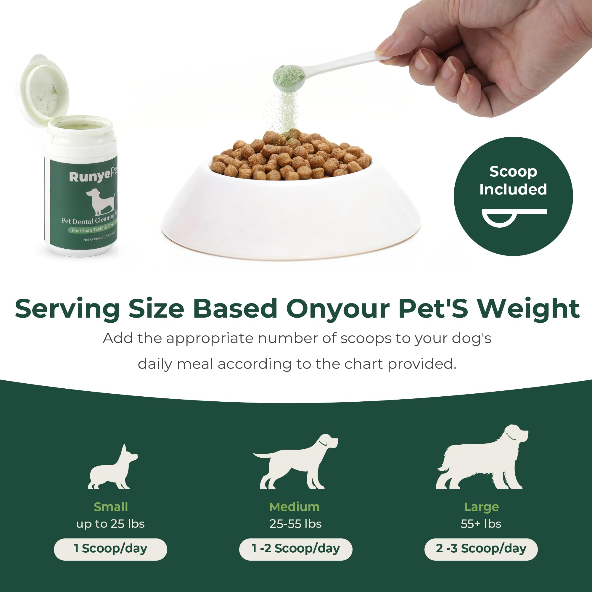 Dog Dental Powder - Dog Teeth Cleaning Powder - Dog Dental Care - Plaque & Bad Breath Off Powder Dog - Dental Care Supplies for