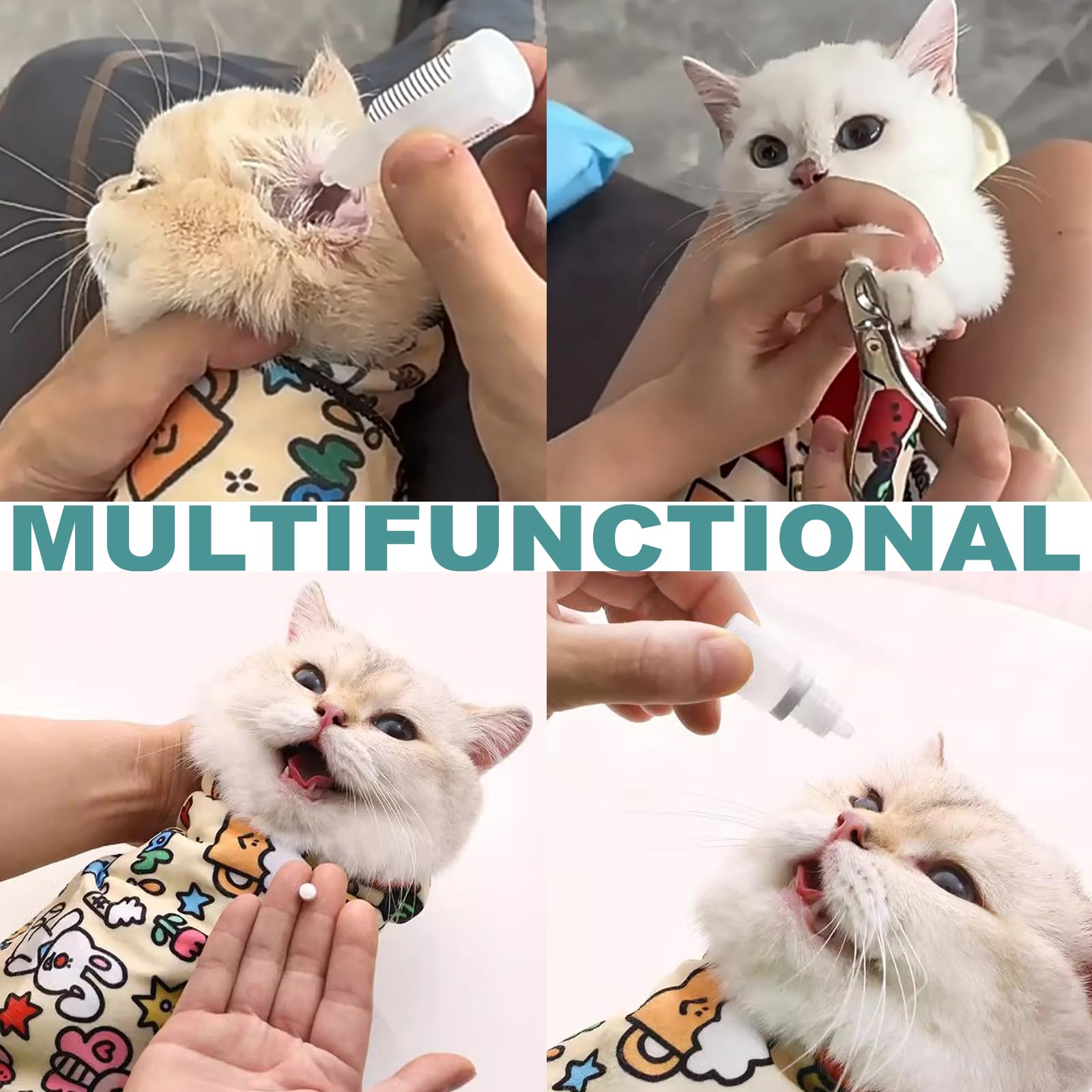 Virgoccy Cat Grooming Wrap, 2Pcs [L] Cat Restraint Wrap For Nail Clipping, Ear Cleaning, And Teeth Brushing, Self-Adherent, Anti