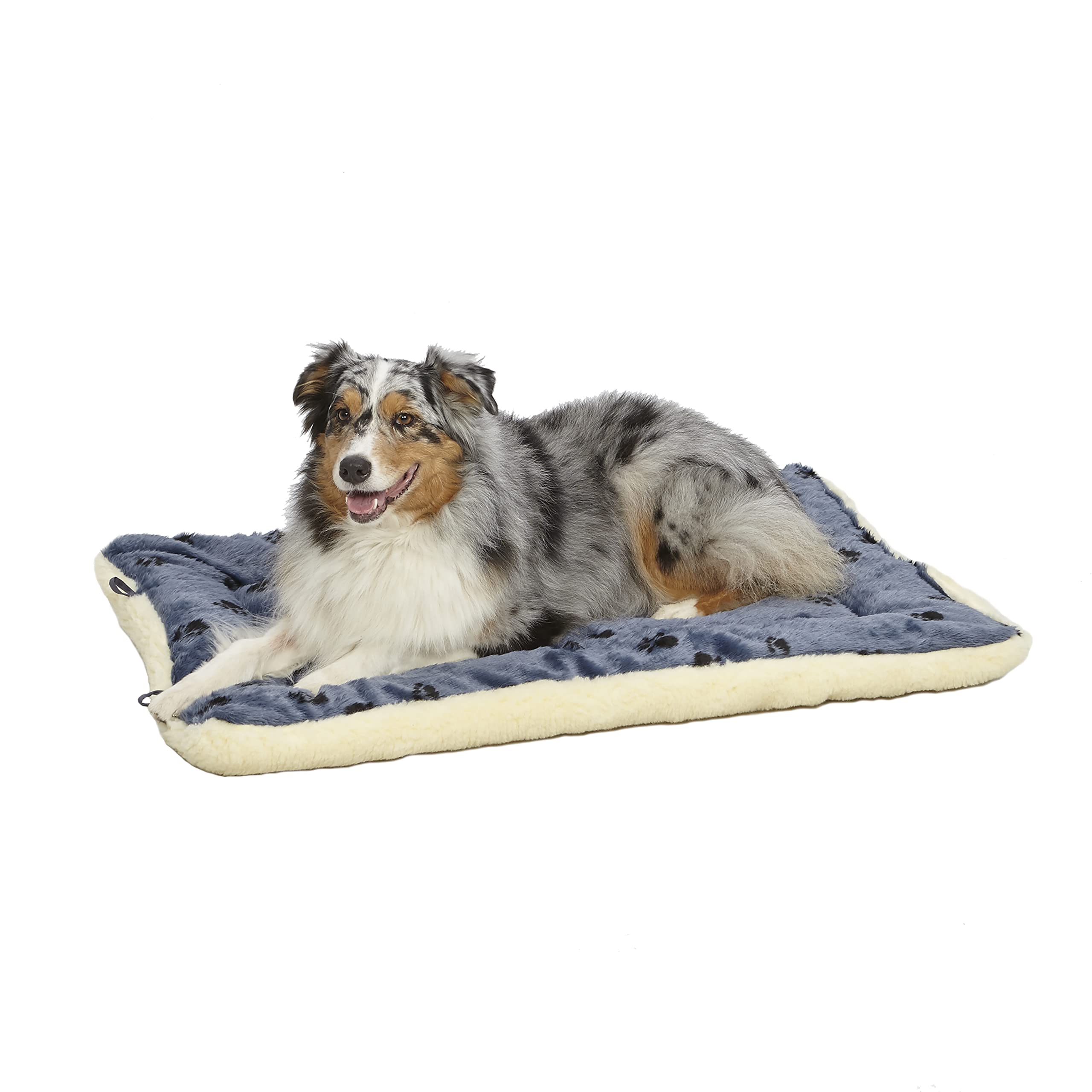 Midwest Homes For Pets Reversible Paw Print Pet Bed In Blue / White, Dog Bed Measures 40L X 26W X 3.5H For Large Dogs, Machine W