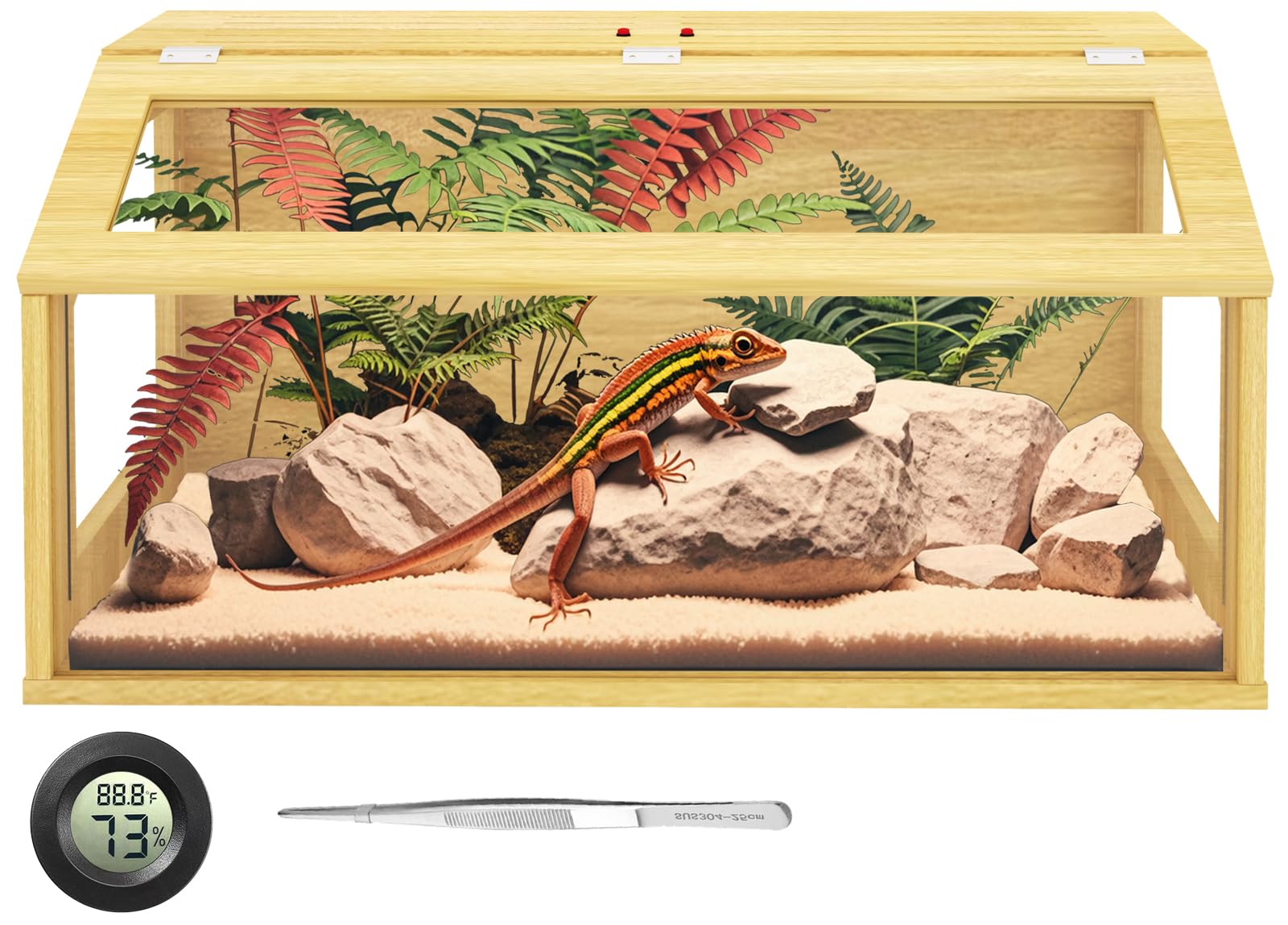 30 Gallon Reptile Tank, Wooden Bearded Dragon Terrarium Tank With Top Ventilation, Large Reptile Enclosure For Snake, Lizard, An