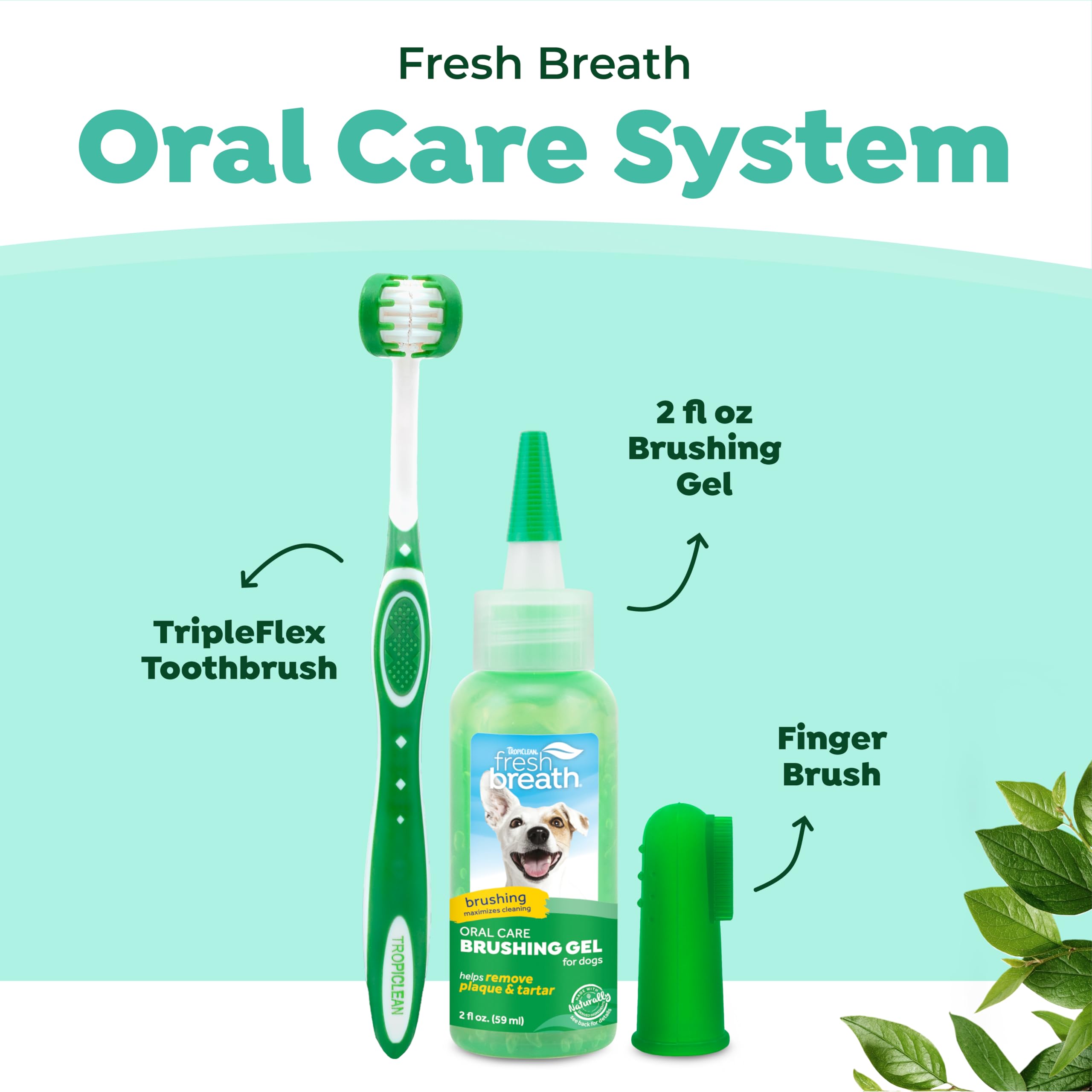 TropiClean Fresh Breath Toothbrush and Toothpaste Kit for Puppies, Teeth Cleaning Kit to Prevent Plaque & Tartar, Breath Freshen