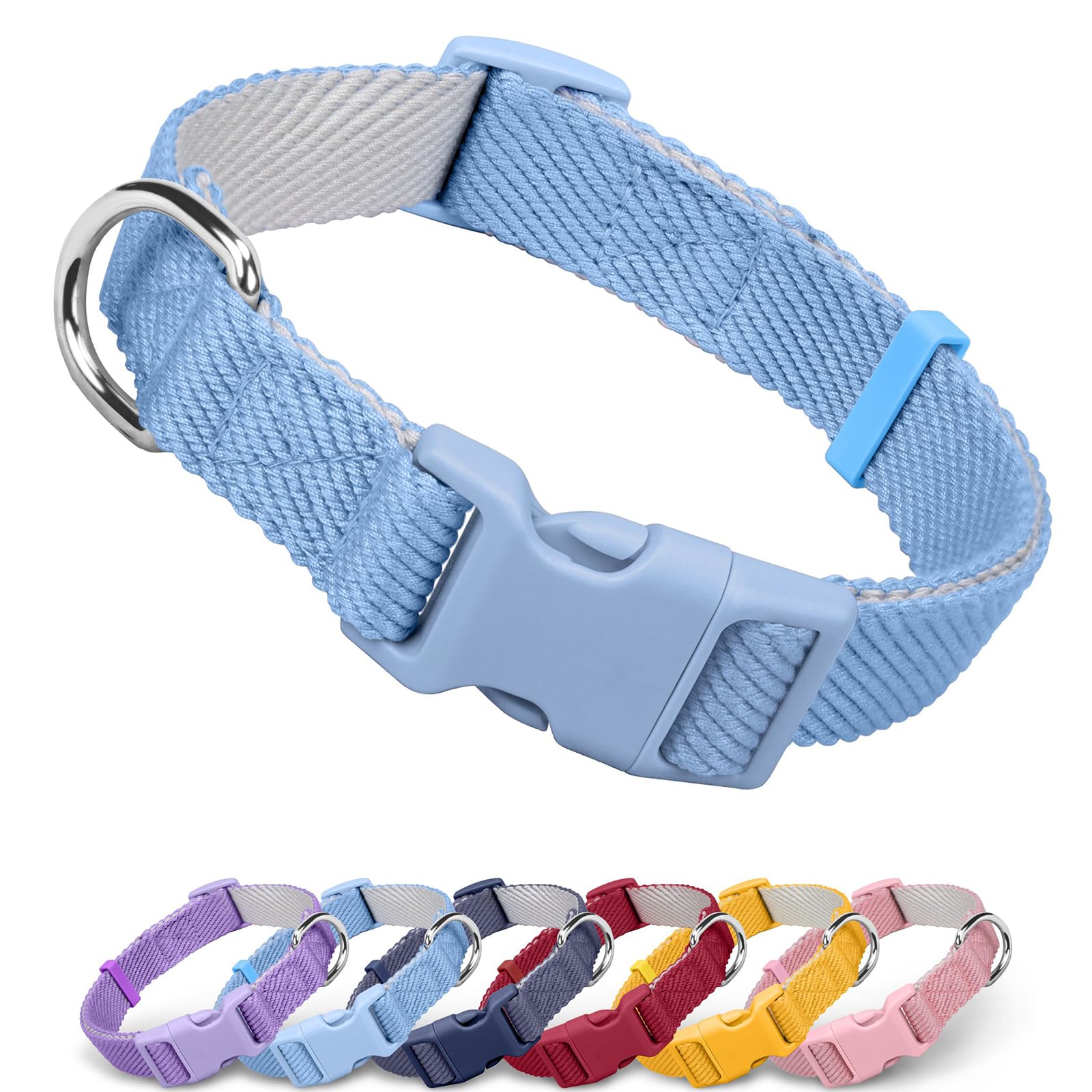 Dynmeow Soft And Breathable Cotton Dog Collar, Durable Adjustable Boy Pet Collar With Quick-Release Buckle, Lightweight For Sens