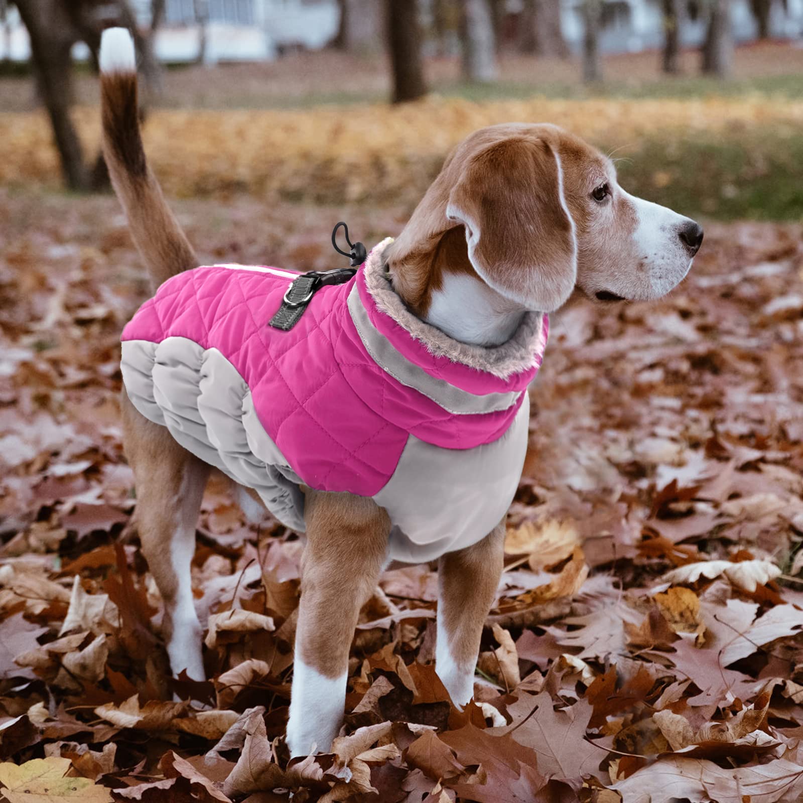 Lelepet Warm Dog Winter Coat Dog Coat Fleece Dog Jacket With Harness Windproof Dog Cold Weather Coats Reflective Turtleneck Large Dog Coat With Zipper Waterproof Dog Coat For Small Medium Large Dogs