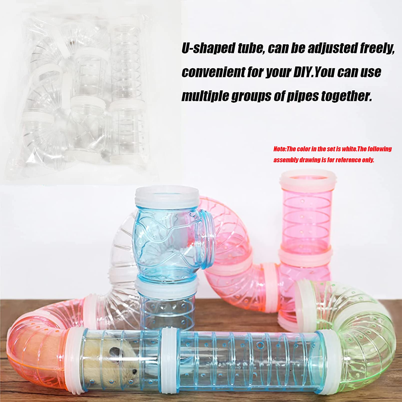 Tfwadmx Hamster Tube Toy Diy Assorted Small Guinea Pig Cage Toys Pipe Tunnel Pipes Excercise For Rat Mouse Dwarf Hamster And Other Small Animals-White