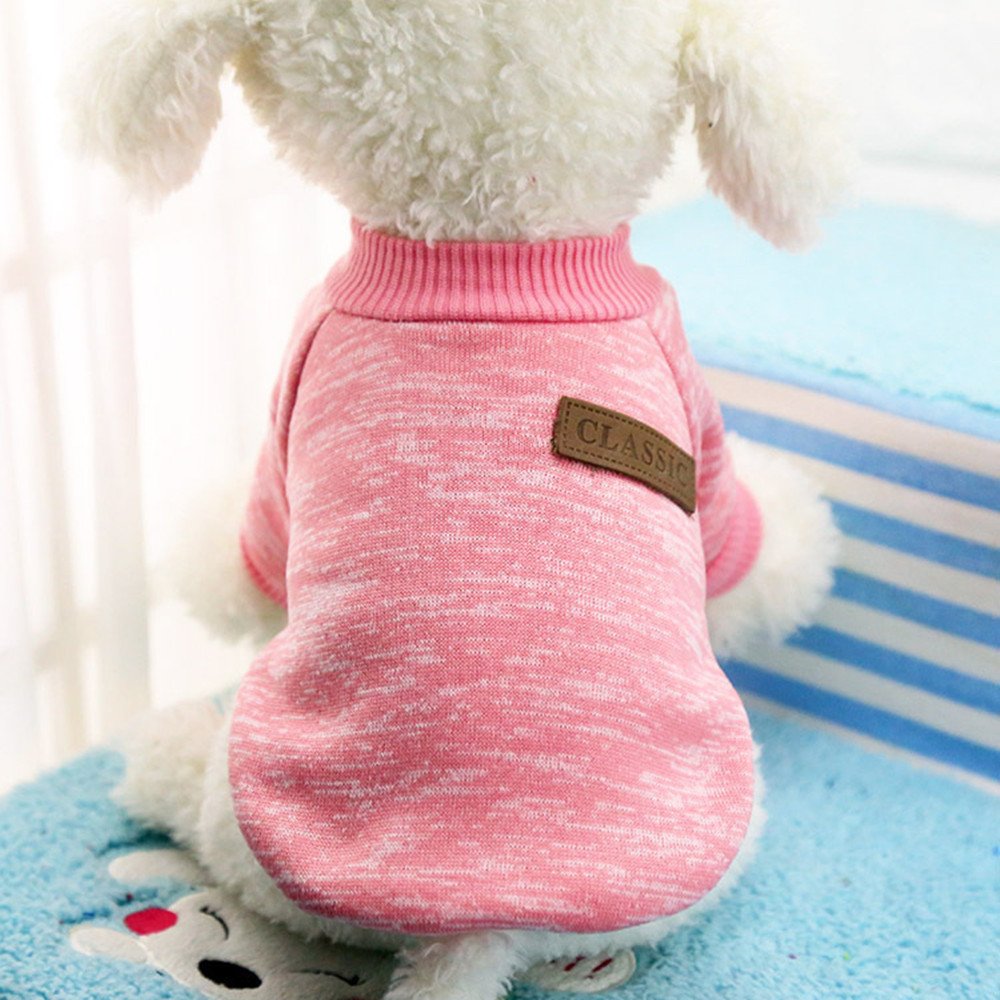 Idepet Pet Dog Classic Sweater, Soft Fleece Coat For Small,Medium Dog,Warm Pet Dog Cat Clothes,Soft Puppy Customes 2 Color (L, P