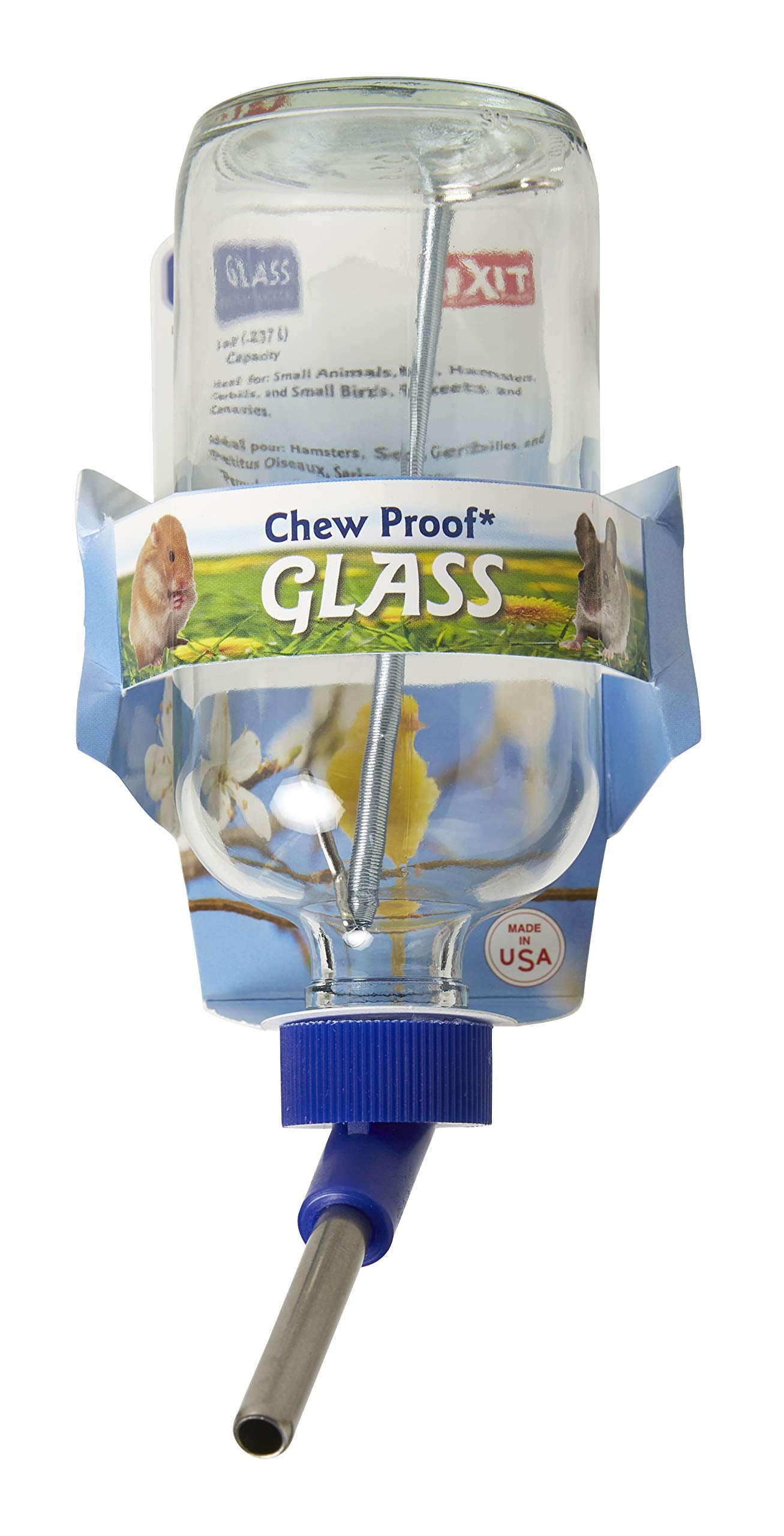 Lixit Glass Water Bird Bottles for Conures, African Greys, Quakers, Senegals,Canaries, Cockatiels, Finches, and Other Small Bird
