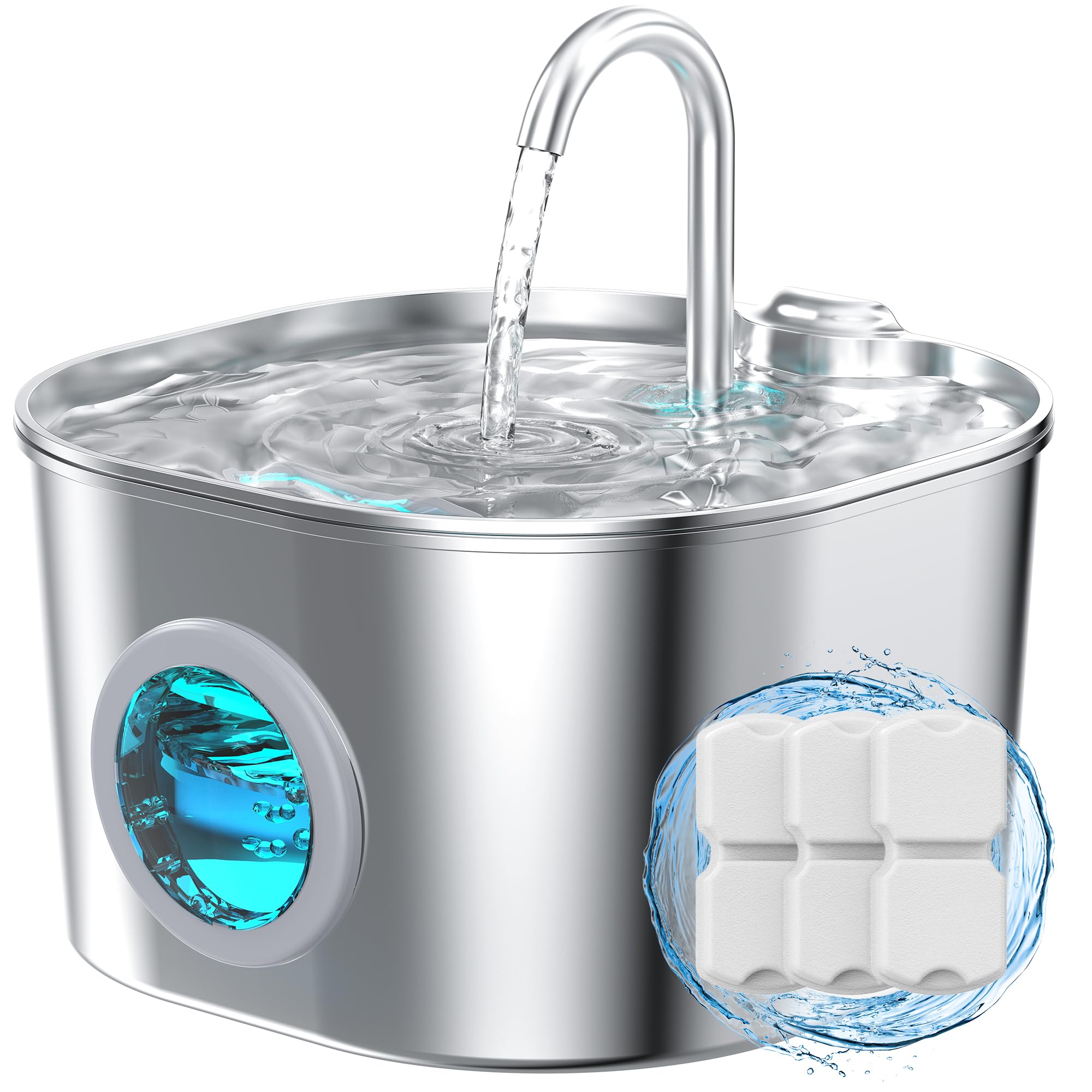 Cat Water Fountain Stainless Steel: Pet Fountains for Cats/Dog Indoor Automatic Waterer Bowls for Drinking Small Animal Water Di