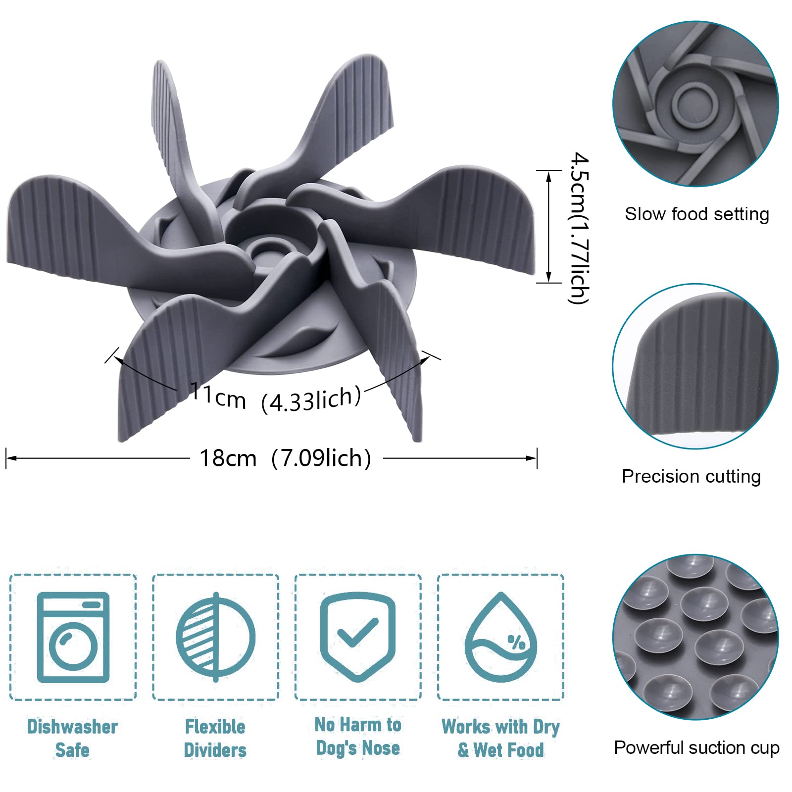 1 Pcs Dog Bowl Slow Feeder Insert, Cuttable Slow Feeder Dog Bowl Insert with Strong Suction Cups, Cat Dog Feeding Supplies, Slow