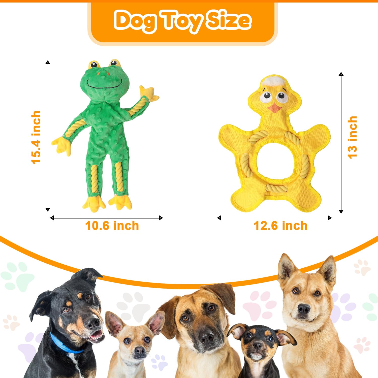 Hugeme Dog Toys To Keep Them Busy, Plush Tug Of War Interactive Rope Dog Toys, Squeaky Chew Toys For Small Medium Large Dogs