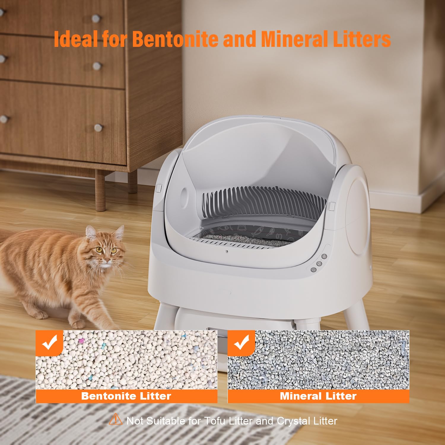 Petpivot Autoscooper 11 Open-Top Self Cleaning Cat Litter Box, Automatic Cat Litter Box For Multiple Cats With Trash Bags And Li