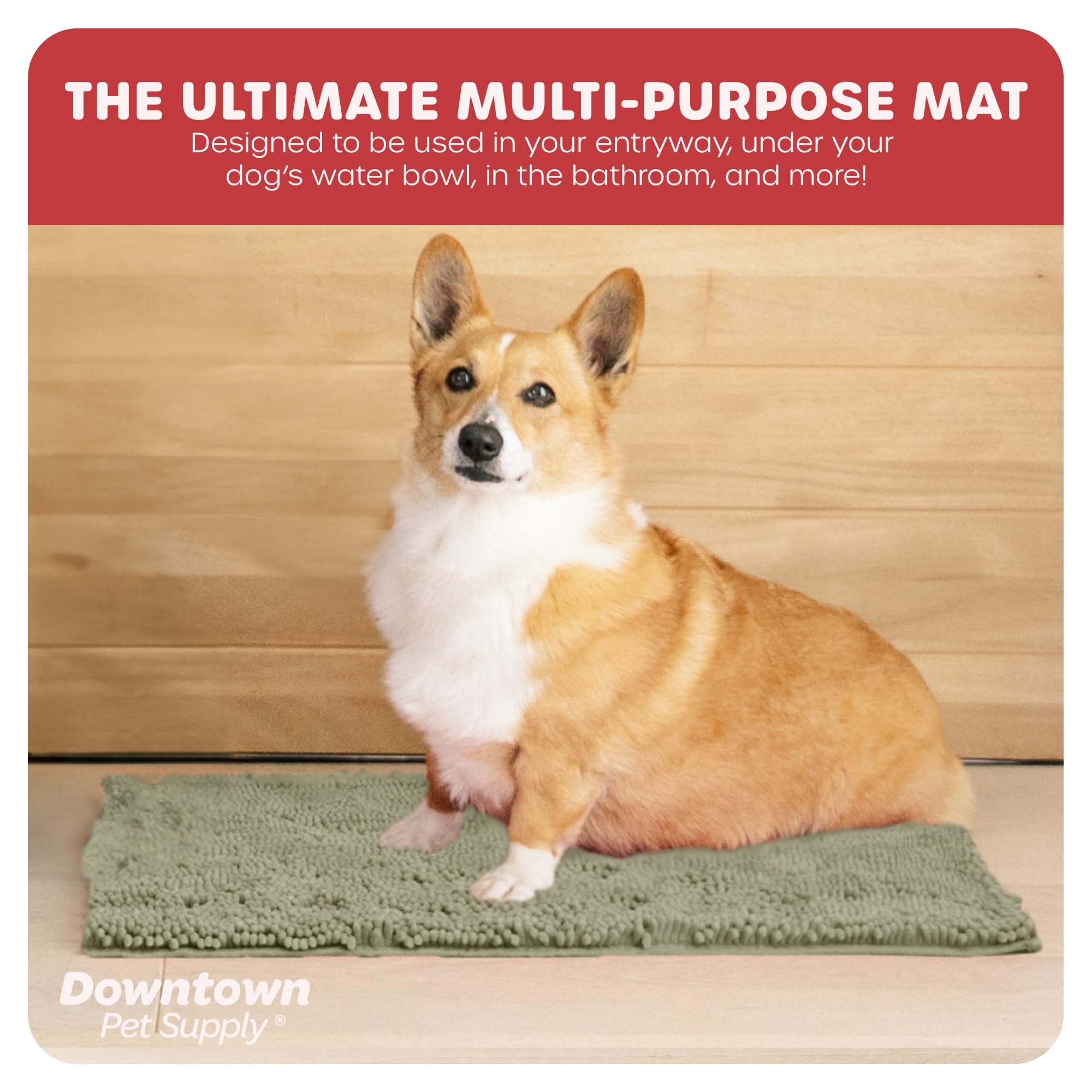 My Doggy Place Microfiber Dog Mat for Muddy Paws, 18 x 24 Oatmeal - Absorbent and Quick-Drying Dog Paw Cleaning Mat, Washer and