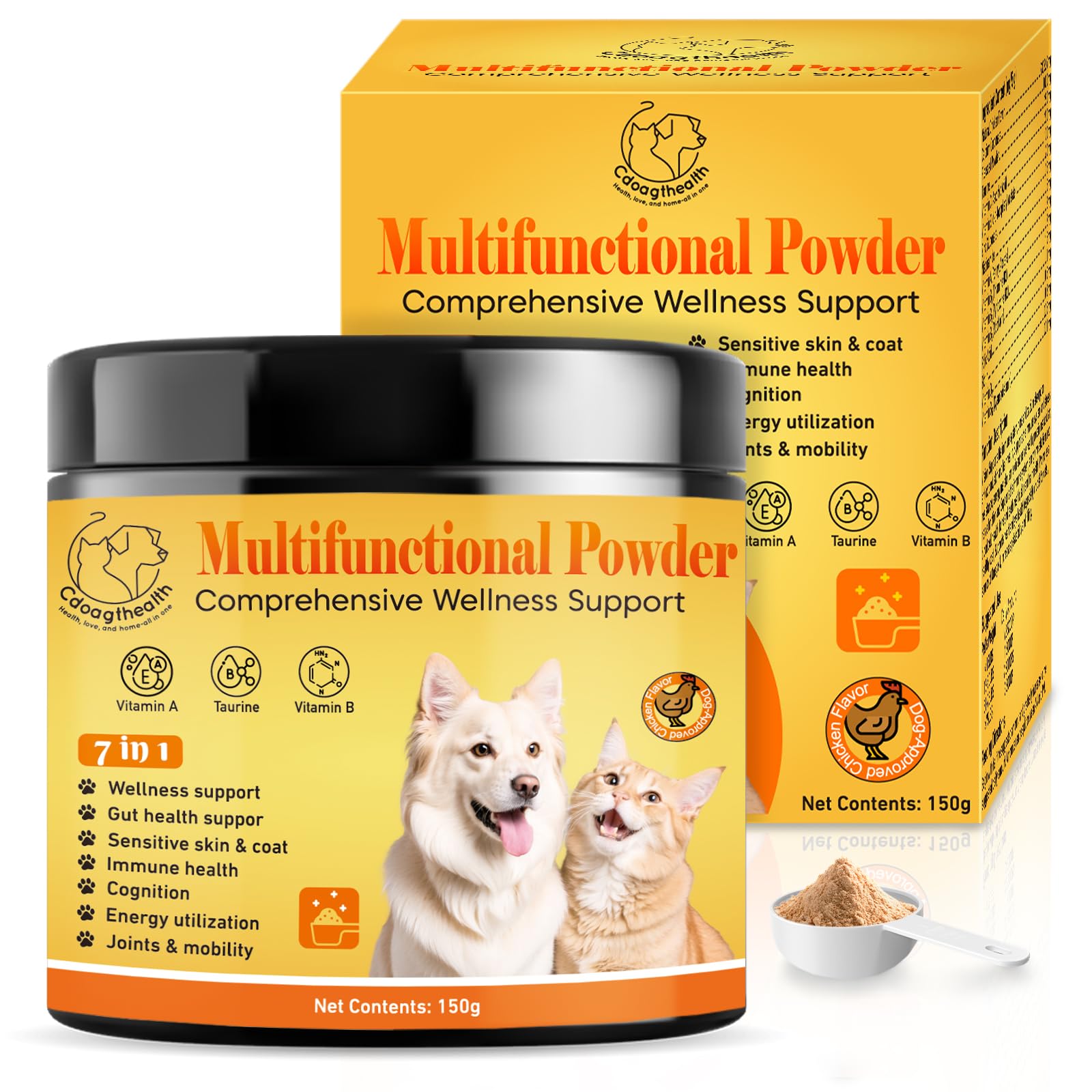 Multivitamin Powder for Dogs - All-in-One Support for Immune, Skin, Coat, Heart and Vision Health with Taurine, Biotin, Omega-3 
