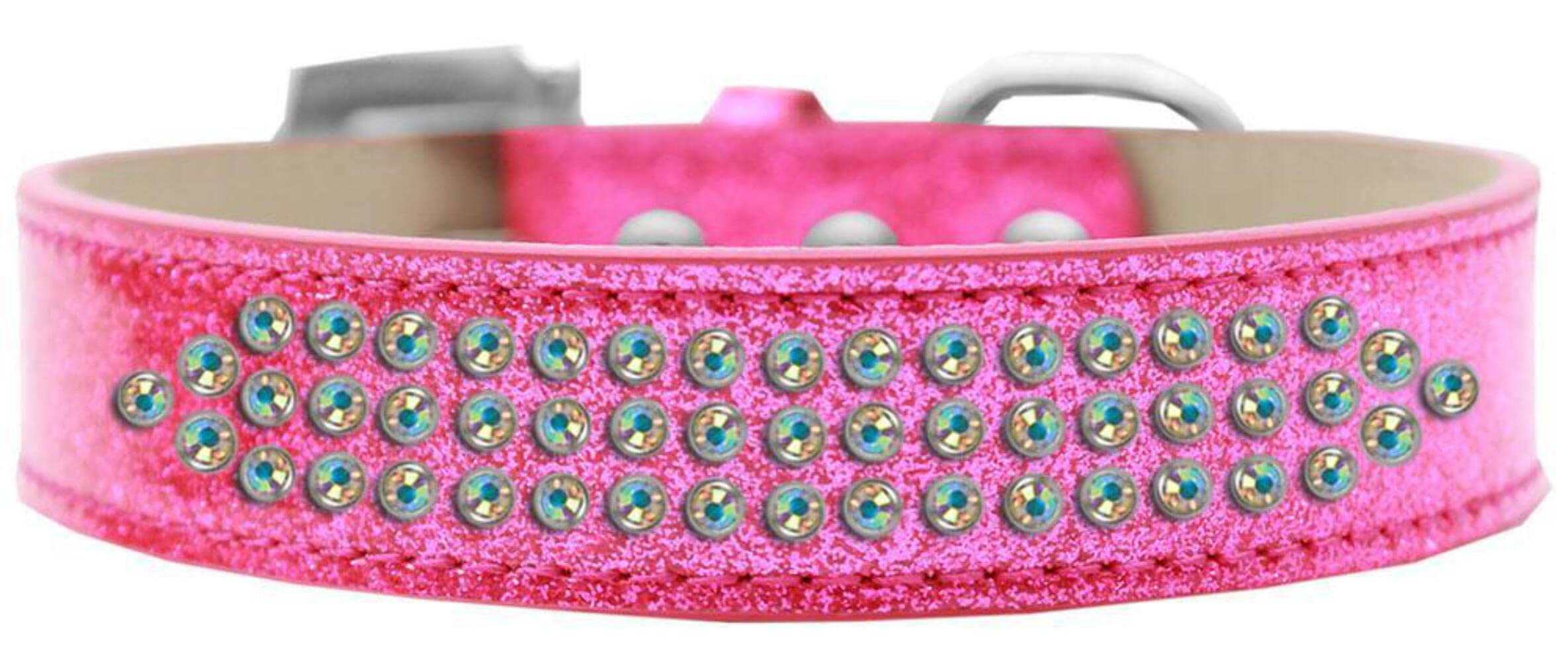 Mirage Pet Products Three Row AB Crystal Ice Cream Dog Collar, Size 16, Black