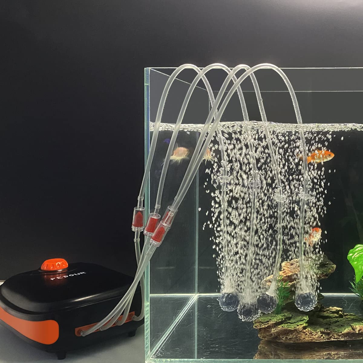 Fedour 4W 5W Aquarium Air Pump, Dual Outlets Oxygen Pump, Ultra Quiet Aquarium Bubbler For Up To 200 Gallon Fish And Turtle Tank (4W For 1-120Gallon)