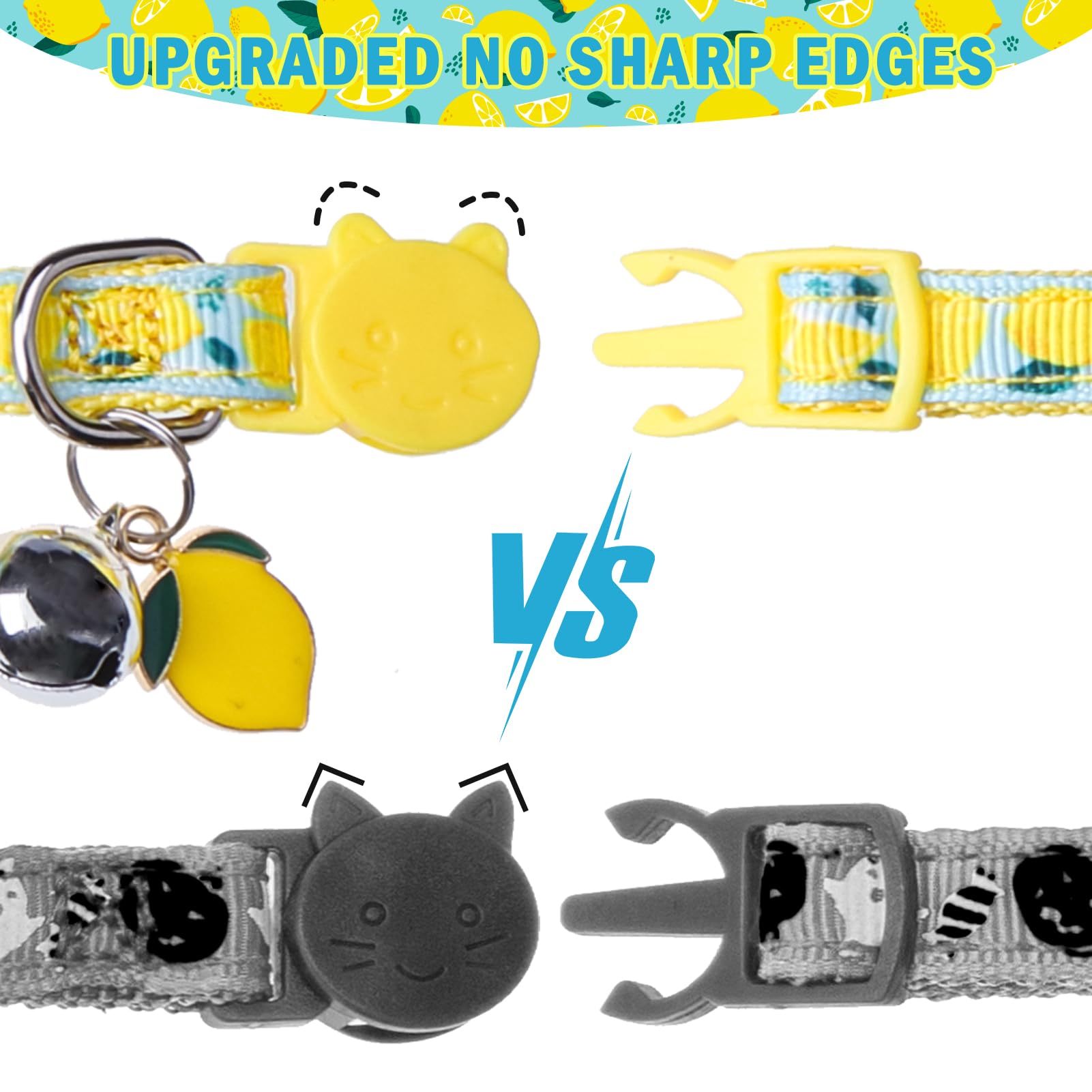 Scenereal Breakaway Cat Collar With Bell, 2 Pack Safety Adjustable Cat Collars With Pendant, Personalised Puppy Kitten Collar Wi