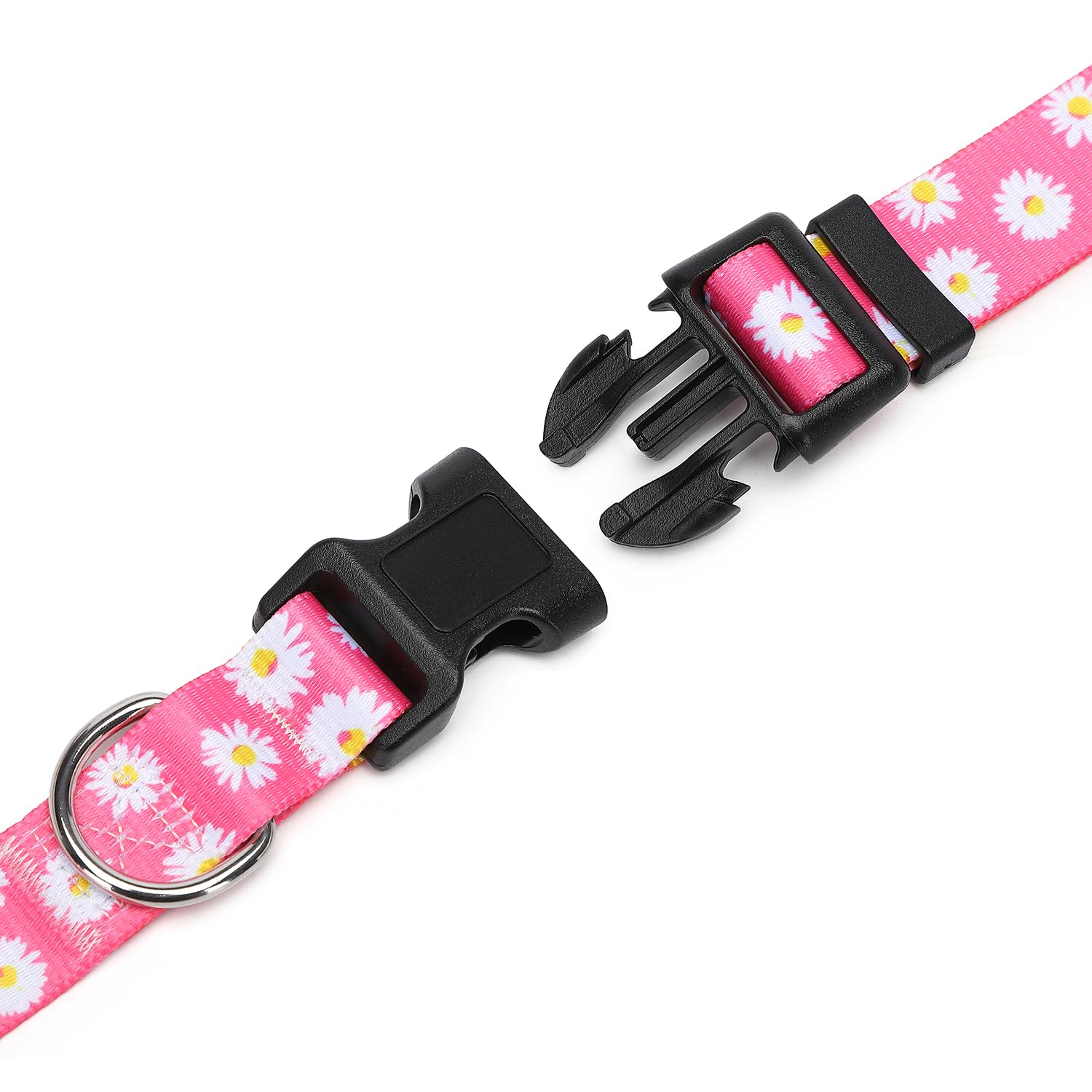 Suredoo Adjustable Dog Collar With Patterns, Ultra Comfy Soft Nylon Breathable Pet Collar For Small Dogs (Xs, Pink Daisy)