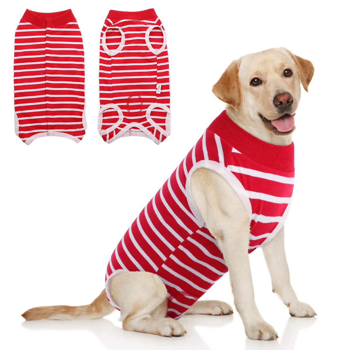 Sawmong Dog Recovery Suit, Recovery Suit For Dogs After Surgery, Dog Spay Surgical Suit For Female Dogs, Dog Onesie Body Suit For Surgery Male Substitute Dog E-Collar Cone, Red, Xxx-Large