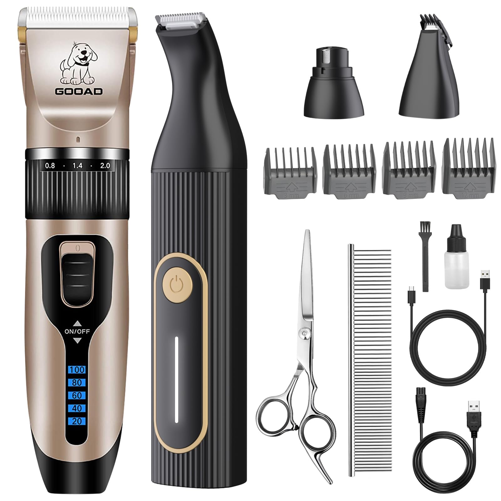 Gooad Dog Clippers for Grooming for Heavy Thick Hair&Coats,Low Noise Dog Hair Trimmer,Rechargeable Cordless Pet Shaver, Dog Groo