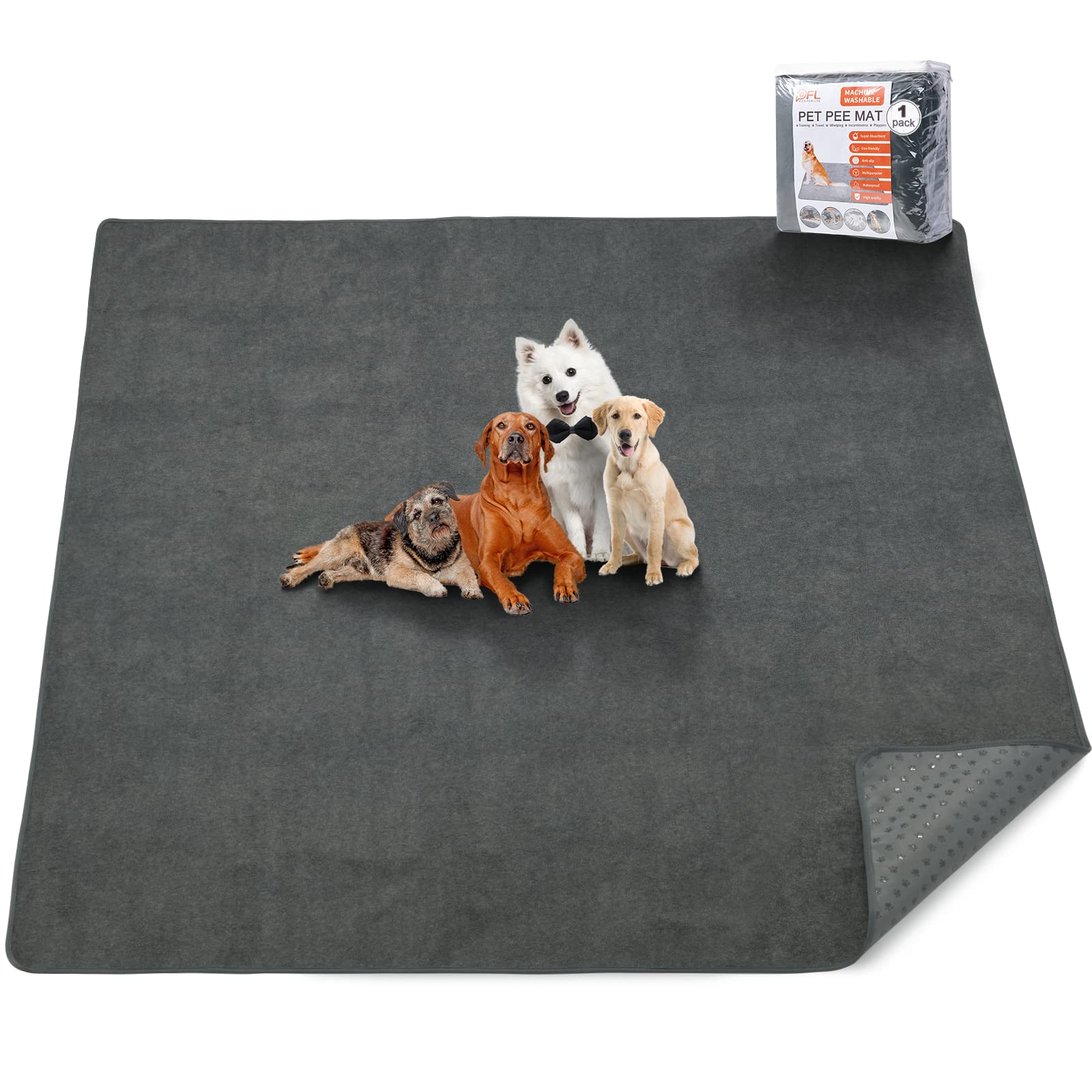 Washable Pee Pads For Dogs, 60X60 Reusable Whelping Pads, Absorb Dog Mats Non-Slip Puppy Training Pads For Whelping, Potty, Trai