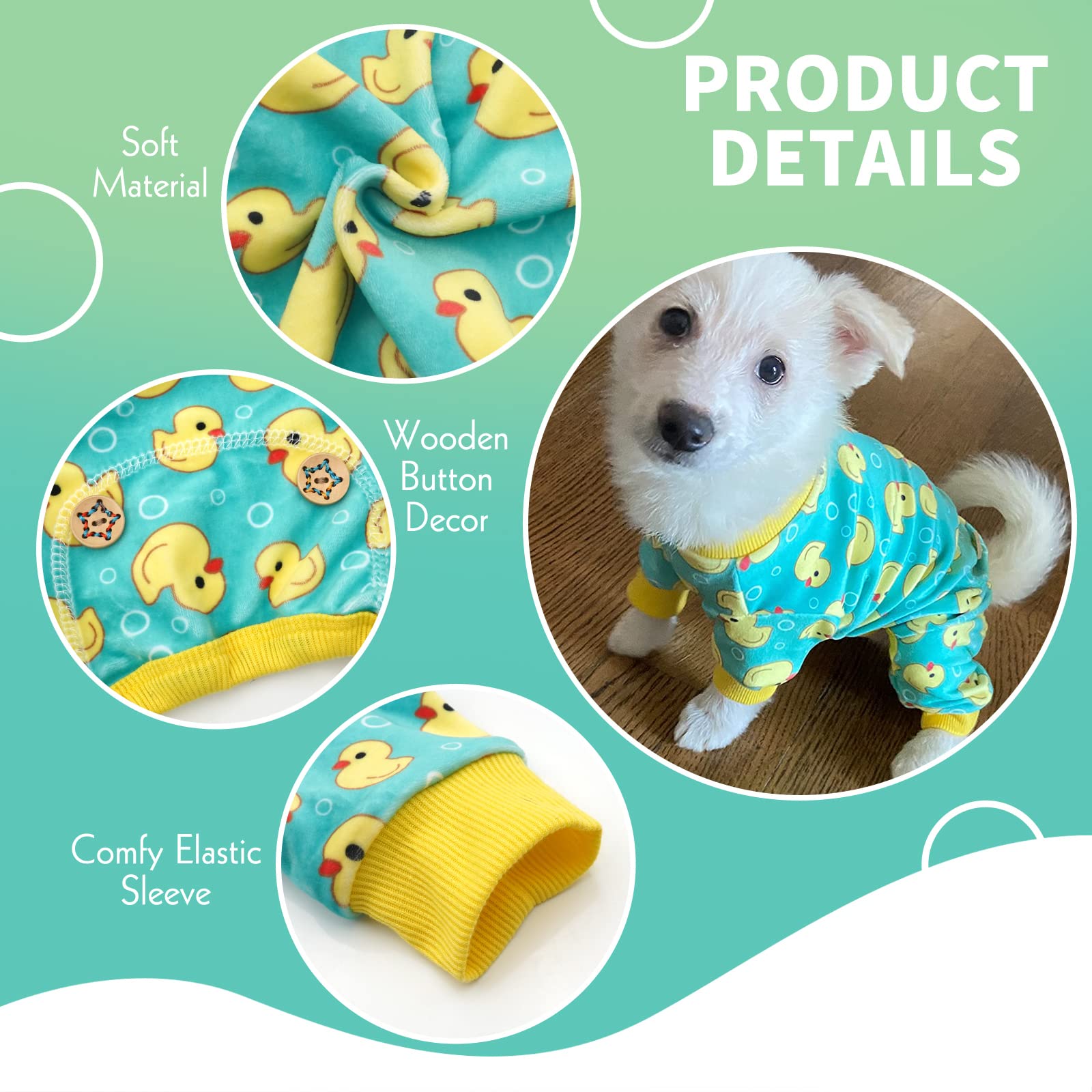 Kyeese Dog Pajamas Yellow Ducks For Small Dogs Soft Material Stretchable Dog Pjs Cat Pajama Dog Apparel